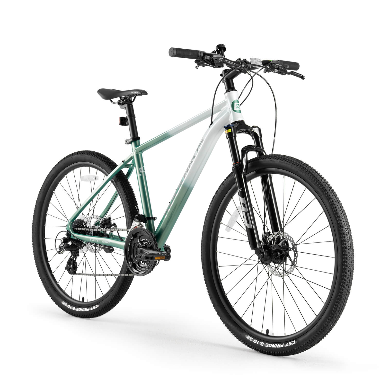 Hydraulic disc brake system on ROCKBROS MT200 mountain bike.
#color_light green