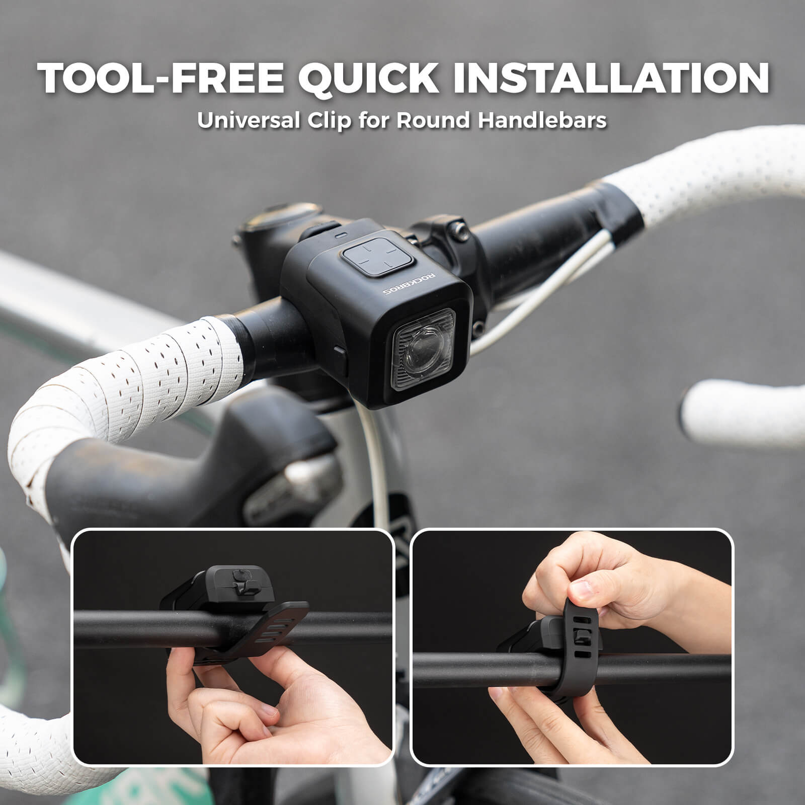 ROCKBROS 2 in 1 bike horn light for urban cycling safety.