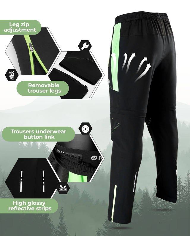 rockbros detachable cycling trousers versatile for all-weather