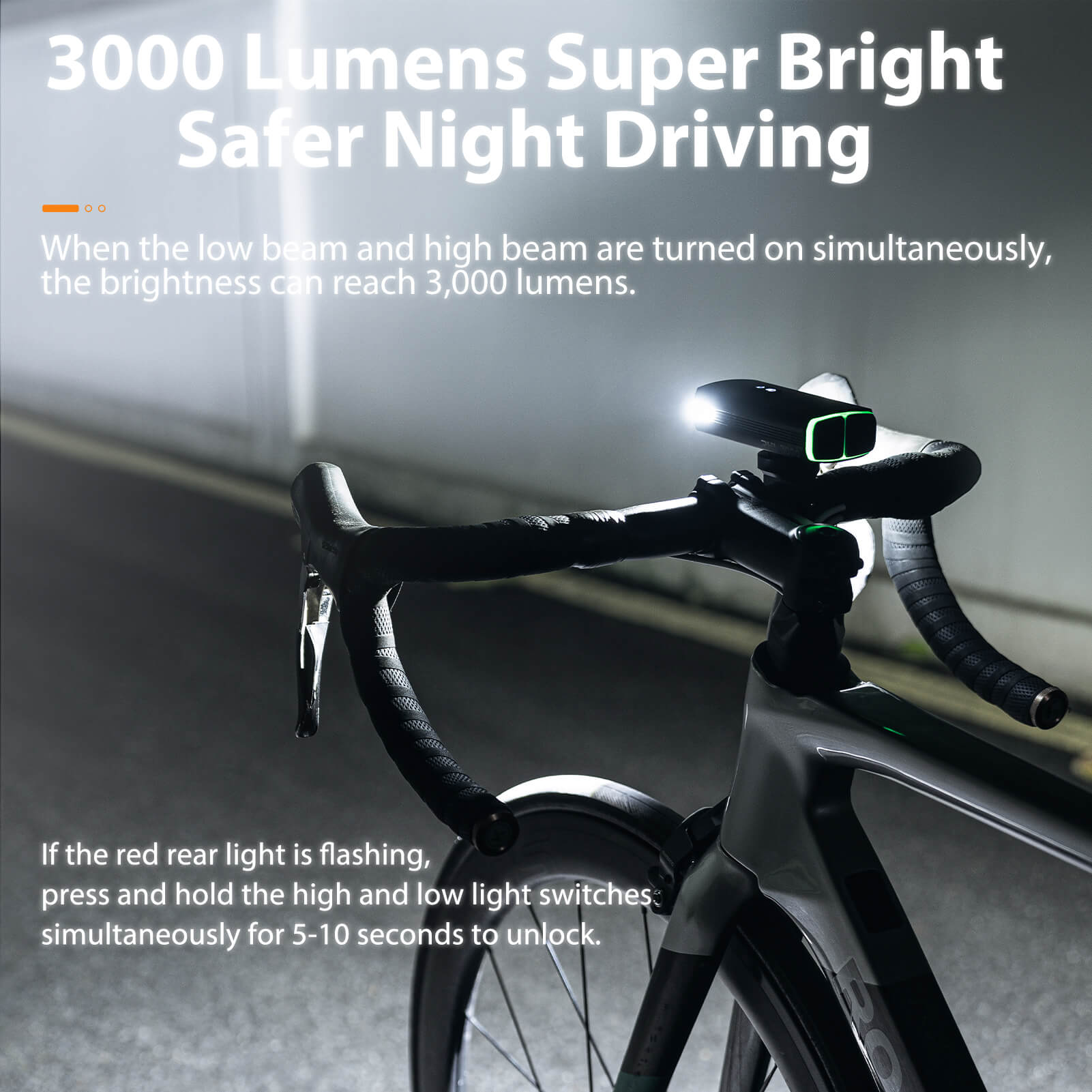 rockbros 3000lm waterproof bike light for night riding