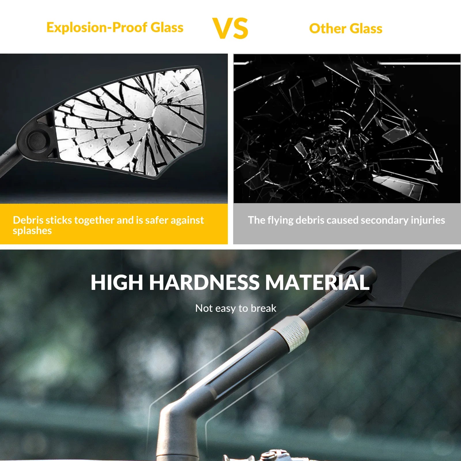 Rockbros anti glare bike handlebar rear view mirror on clean background.
#options_Left