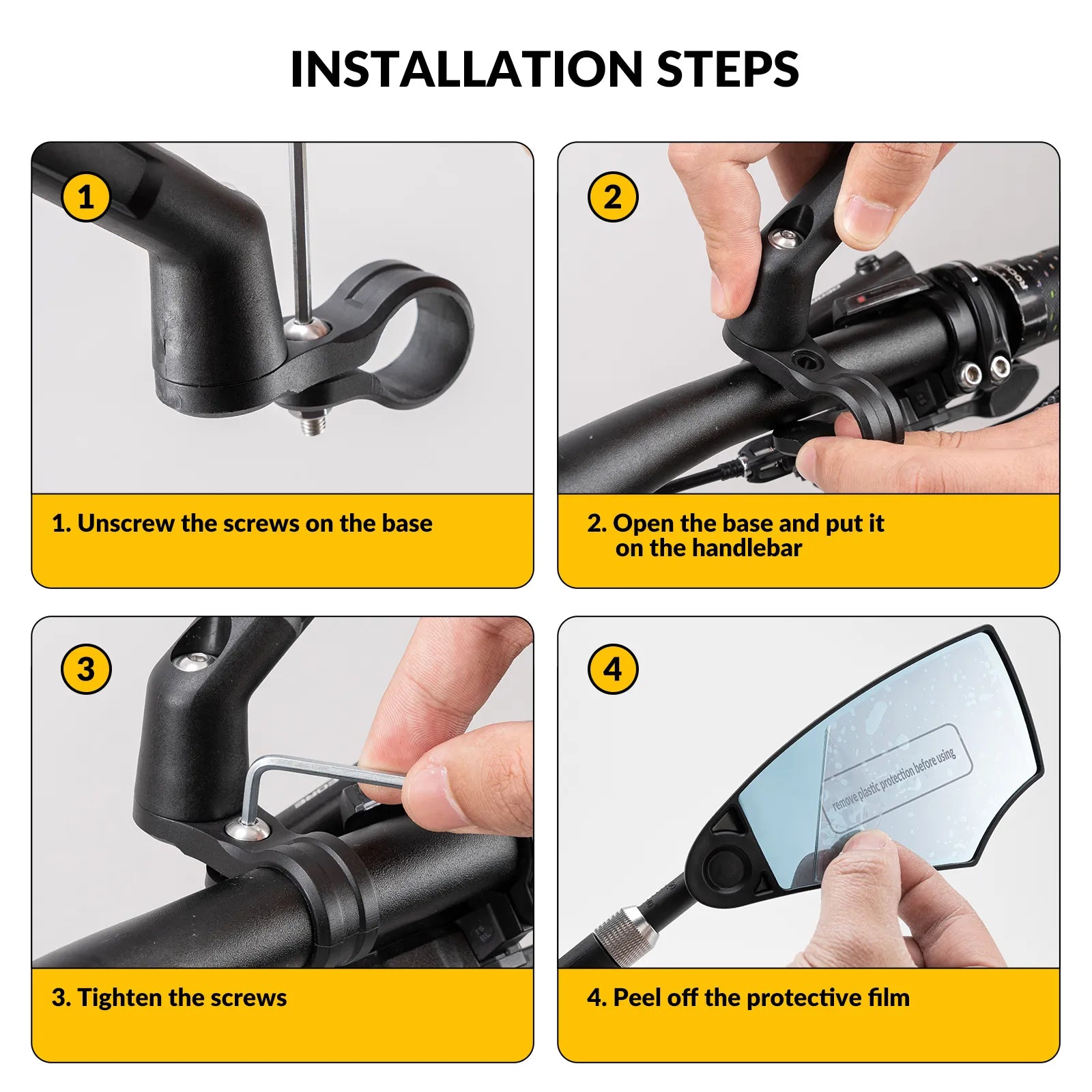 Rockbros anti glare bike handlebar rear view mirror on clean background.
#options_Right