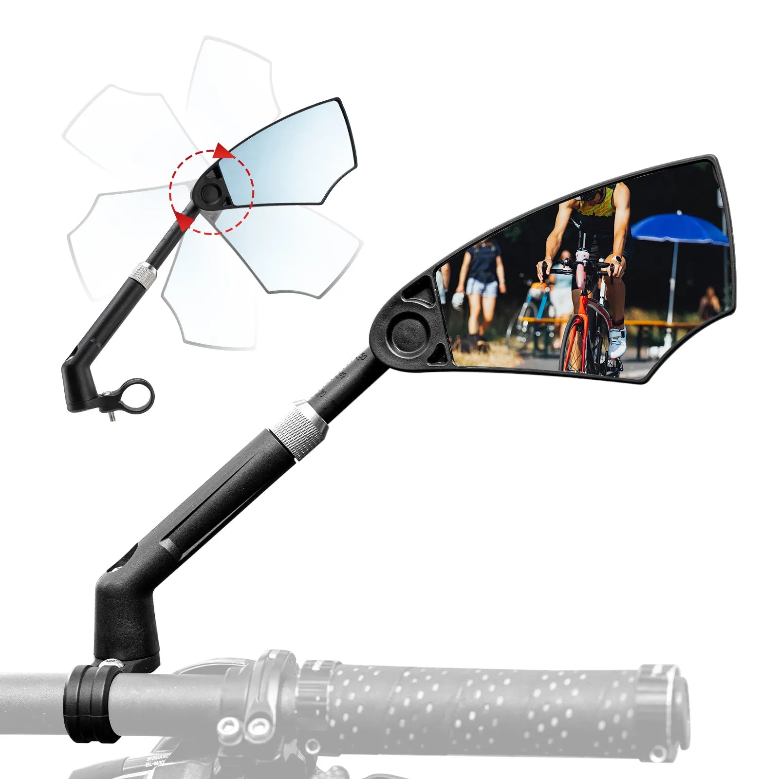Rockbros anti glare bike handlebar rear view mirror on clean background.
#options_Right