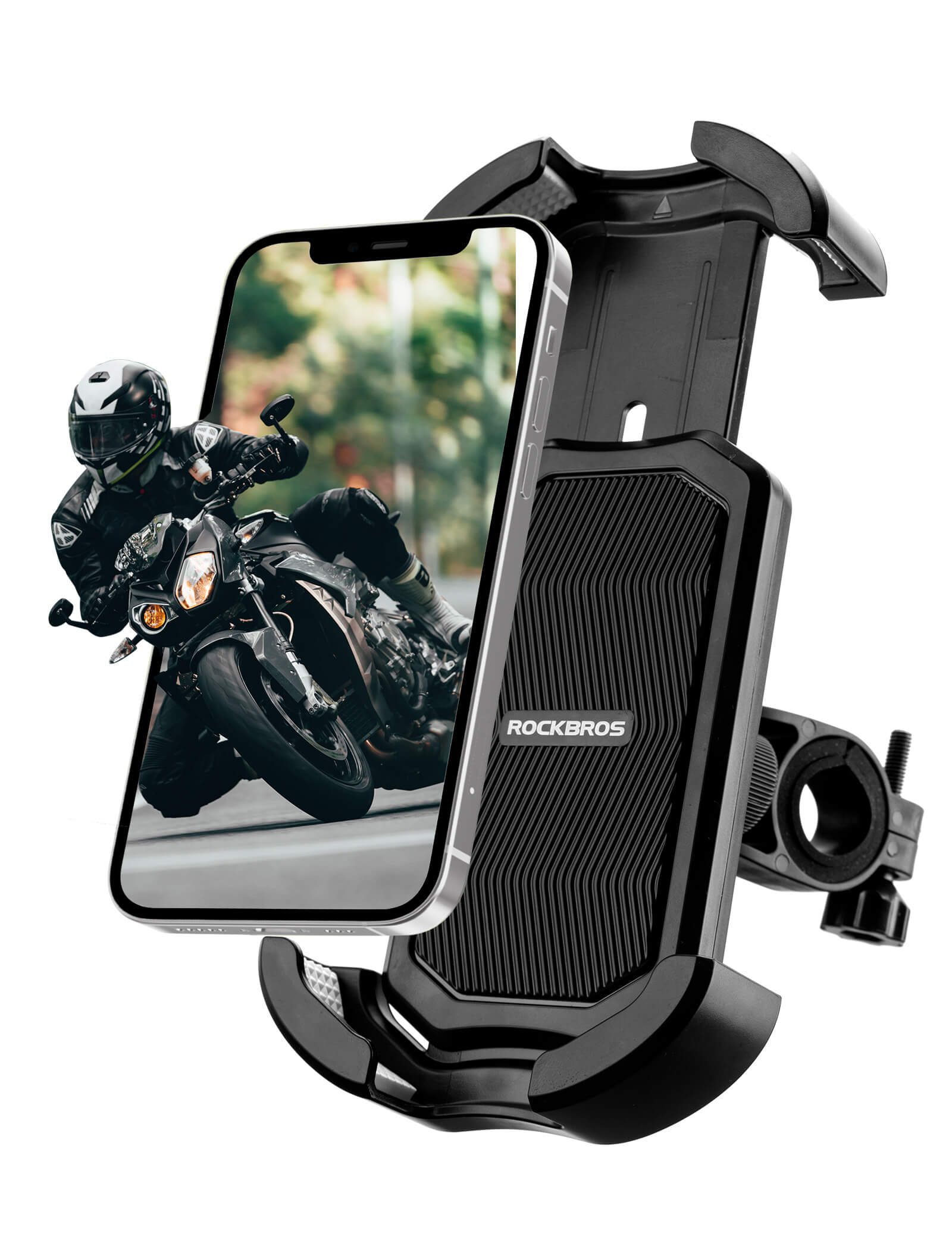 ROCKBROS 360° Rotatable Motorcycle Bike Phone Holder 4.7-6.8Inch Shockproof Cycling Cellphone Mount