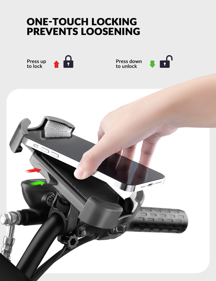 ROCKBROS 360° Rotatable Motorcycle Bike Phone Holder 4.7-6.8Inch Shockproof Cycling Cellphone Mount