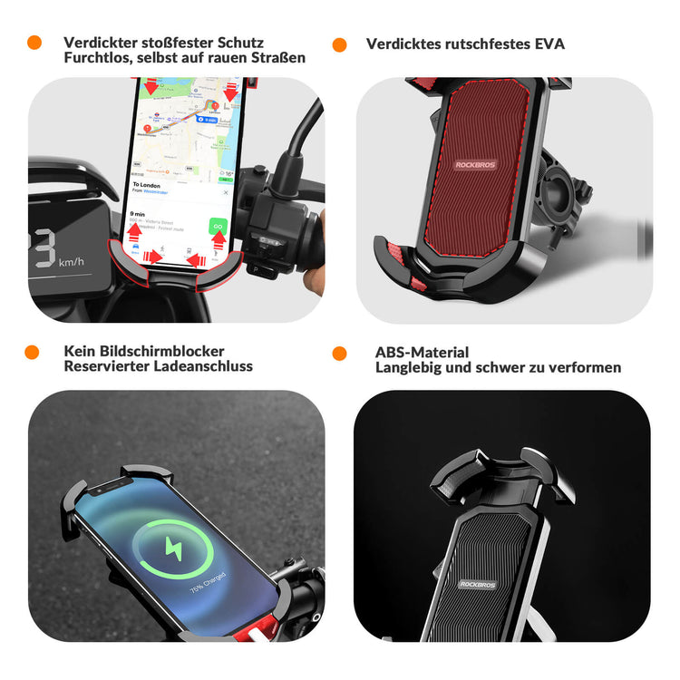 ROCKBROS 360° Rotatable Motorcycle Bike Phone Holder 4.7-6.8Inch Shockproof Cycling Cellphone Mount