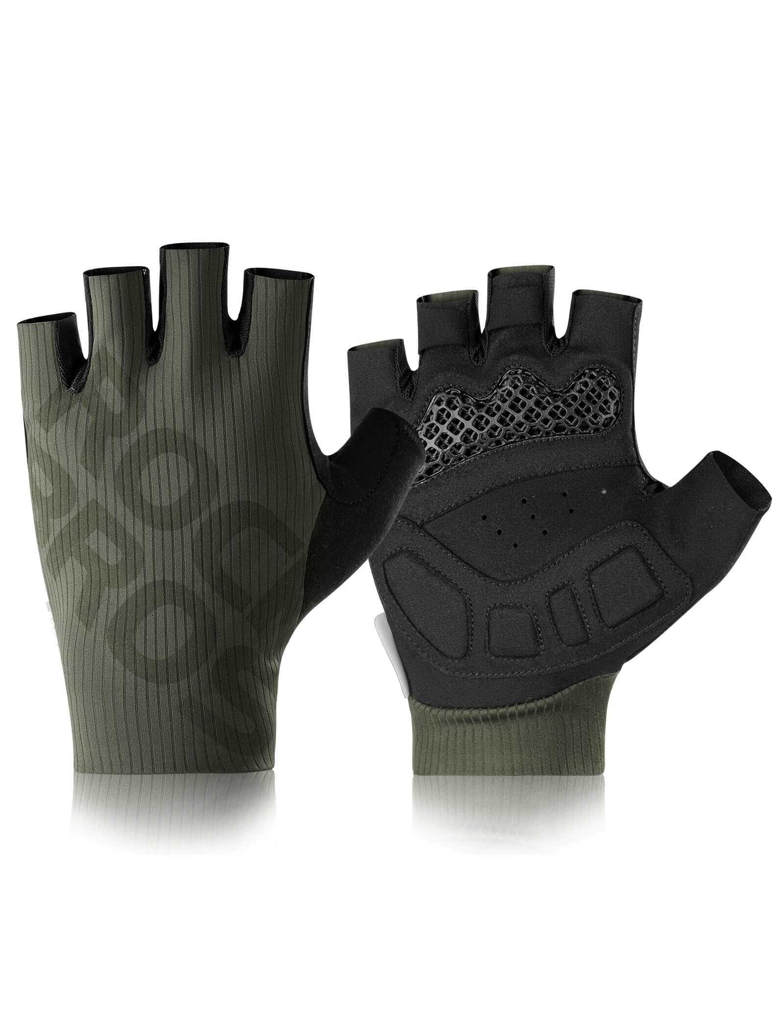 ROCKBROS 3D padded half finger cycling gloves for summer riding.
#color_green