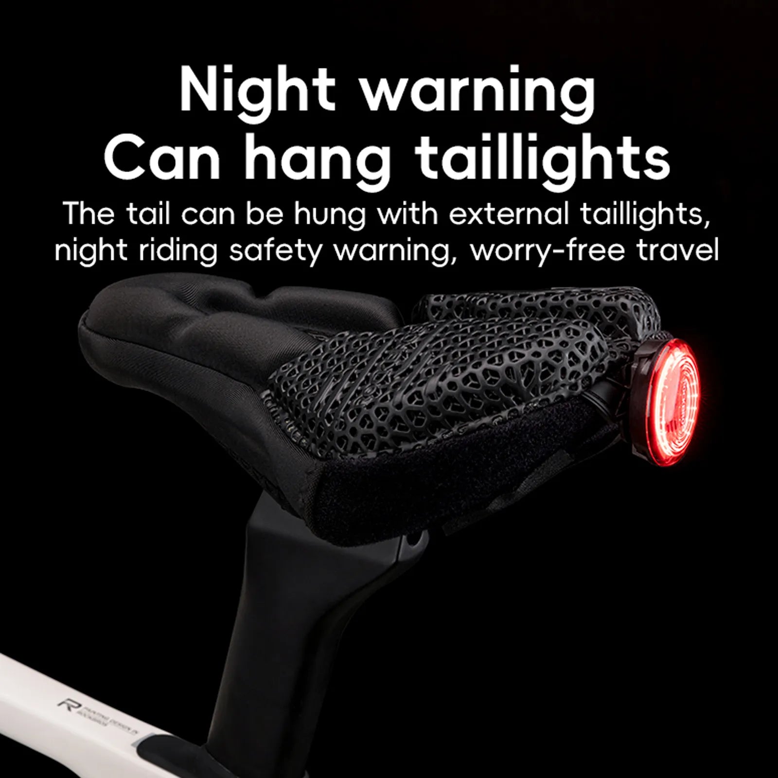 ROCKBROS 3D printed bicycle seat covers feature a black elastomer honeycomb structure design, showcasing a lightweight and technologically advanced look.