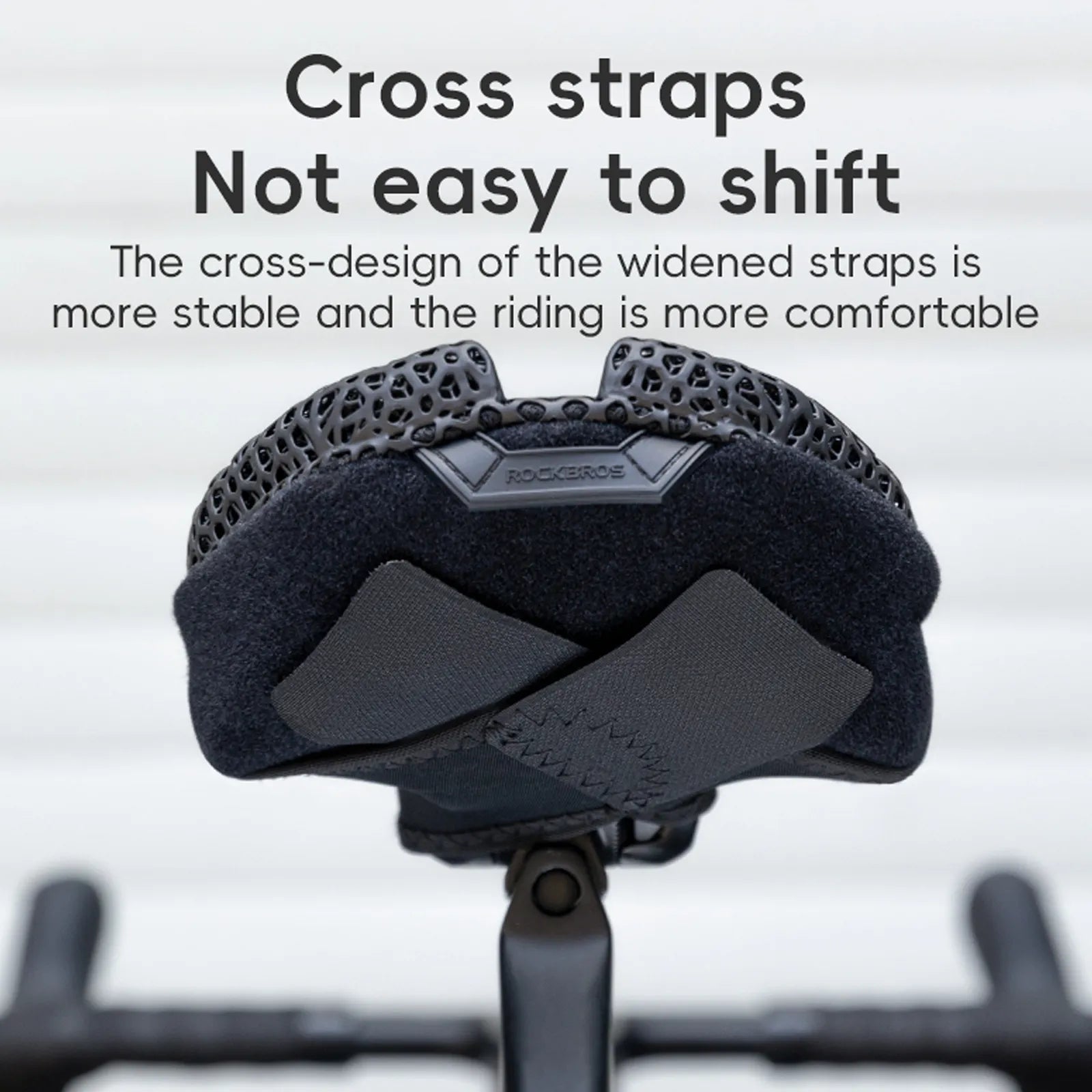 ROCKBROS 3D printed bicycle seat covers feature a black elastomer honeycomb structure design, showcasing a lightweight and technologically advanced look.