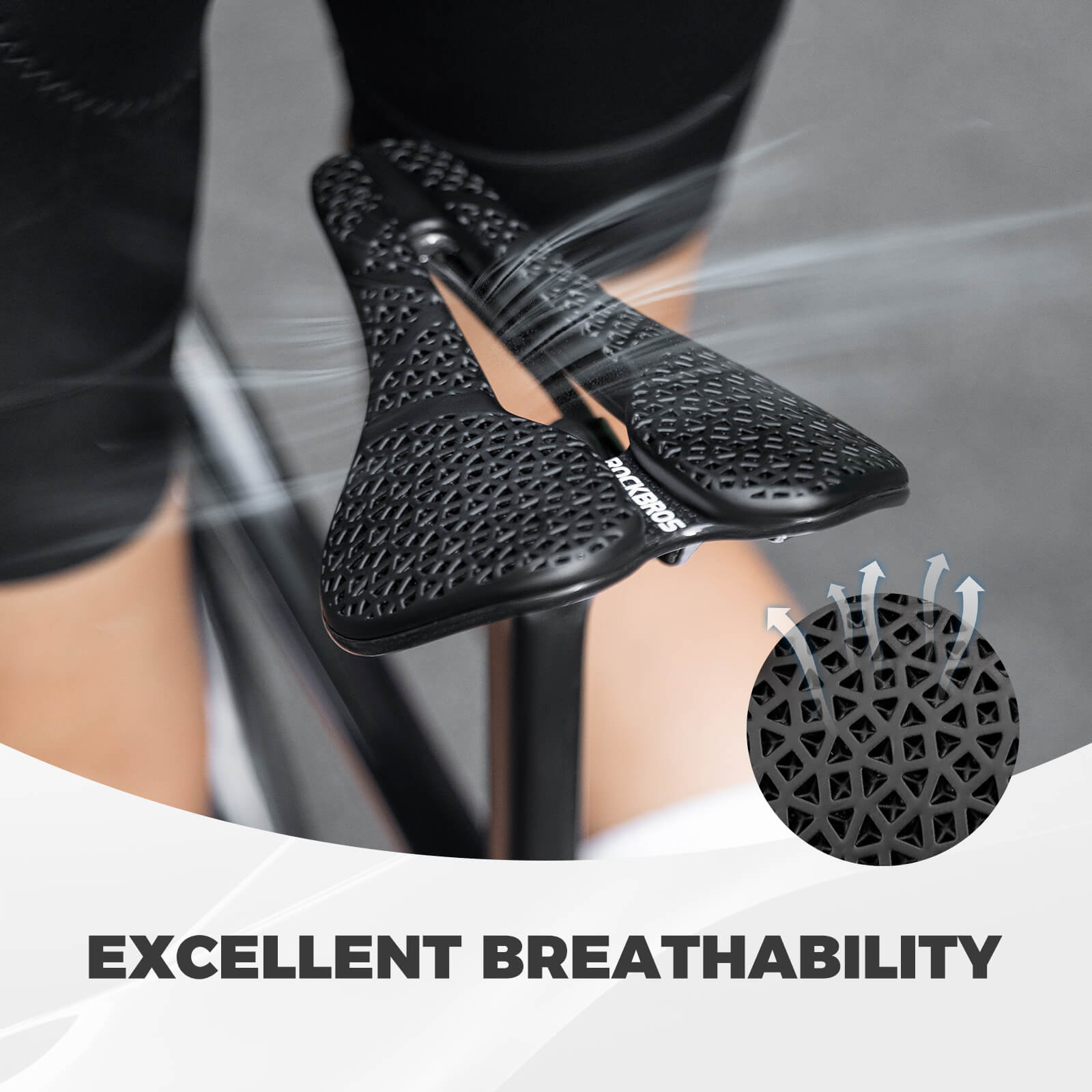 ROCKBROS lightweight hollow bike saddle for long rides.