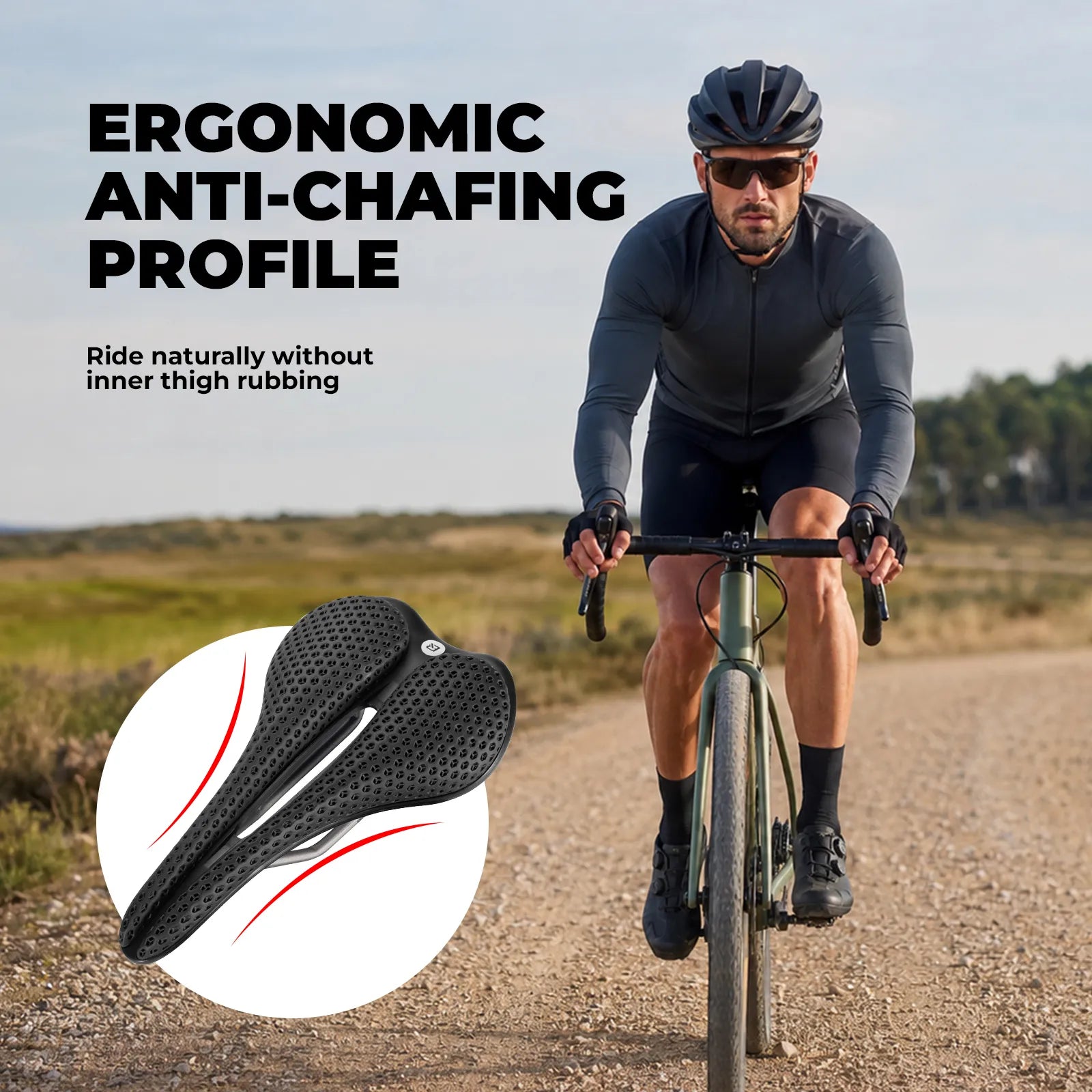 ROCKBROS 3D Printed Cycling Saddle with Pressure Relief