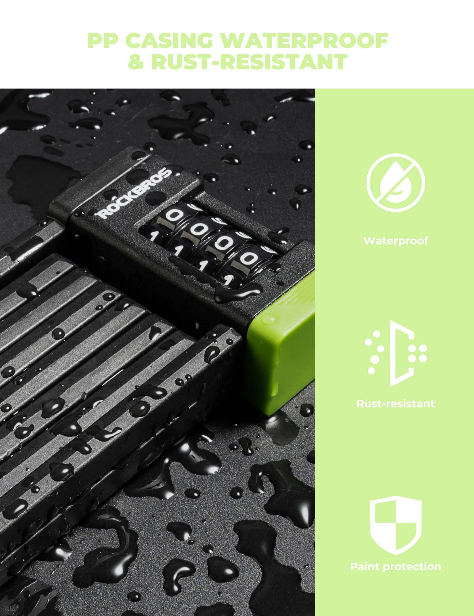 rockbros 4-digit combination folding bike lock for high security.