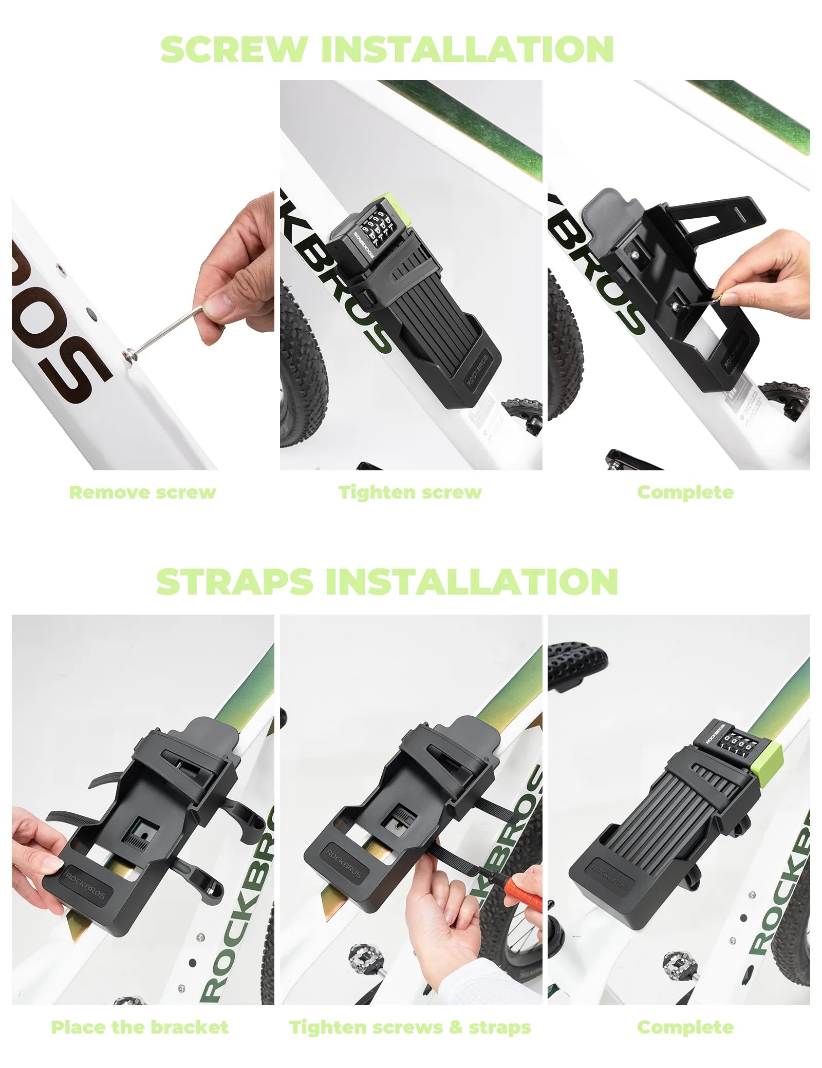 rockbros 4-digit combination folding bike lock for high security.
