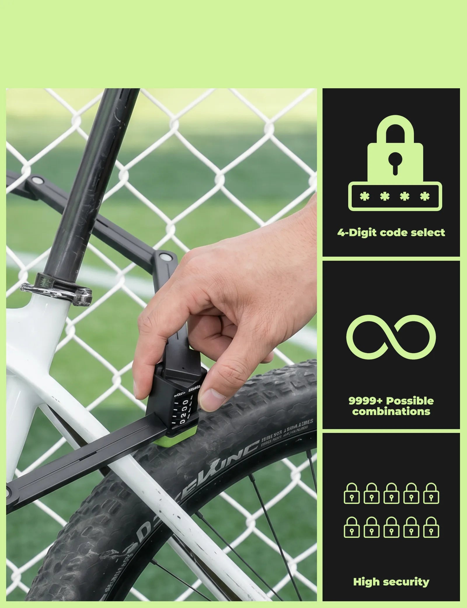 rockbros 4-digit combination folding bike lock for high security.