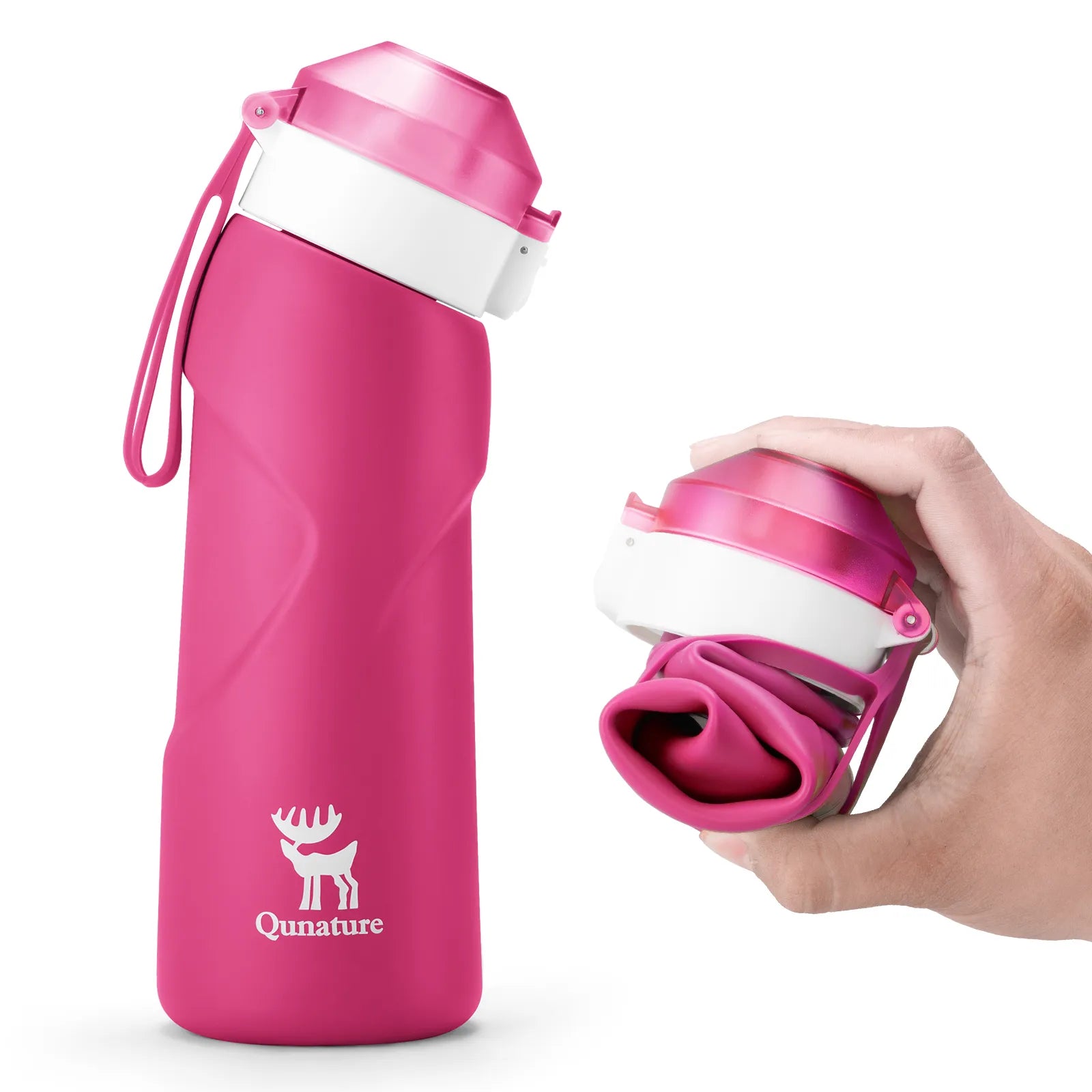 ROCKBROS 700ml BPA-free collapsible silicone water bottle for daily hydration.
#color_pink