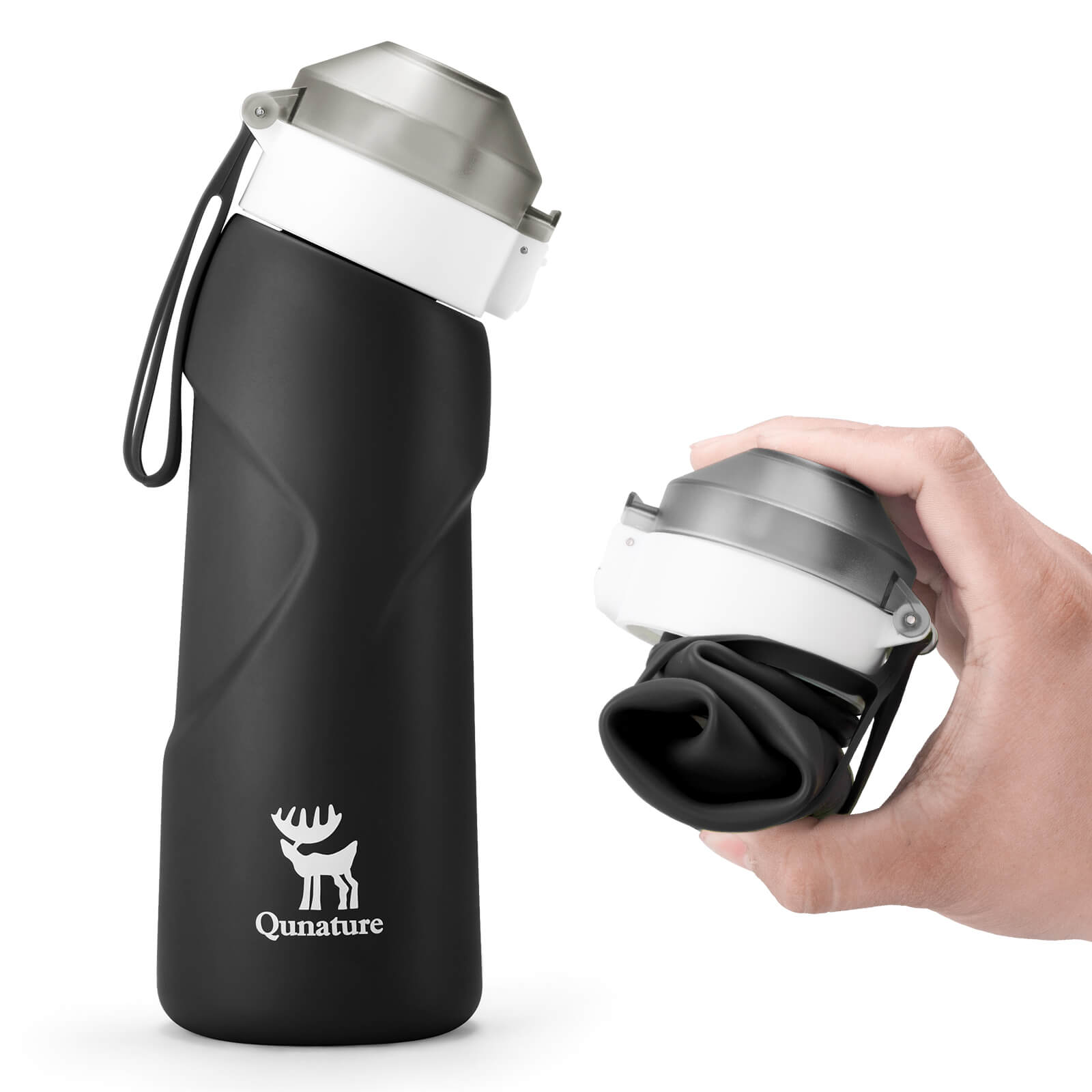 ROCKBROS 700ml BPA-free collapsible silicone water bottle for daily hydration.
#color_black