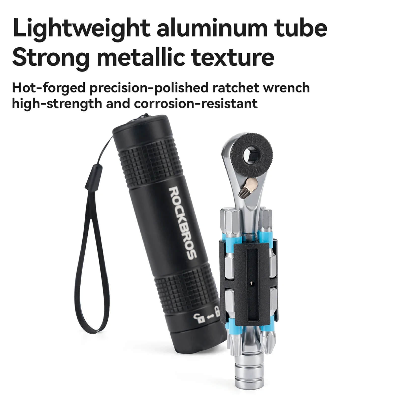 ROCKBROS 72-Tooth Micro Ratchet Handle with S2 Alloy Steel Bits for Bike Repair.