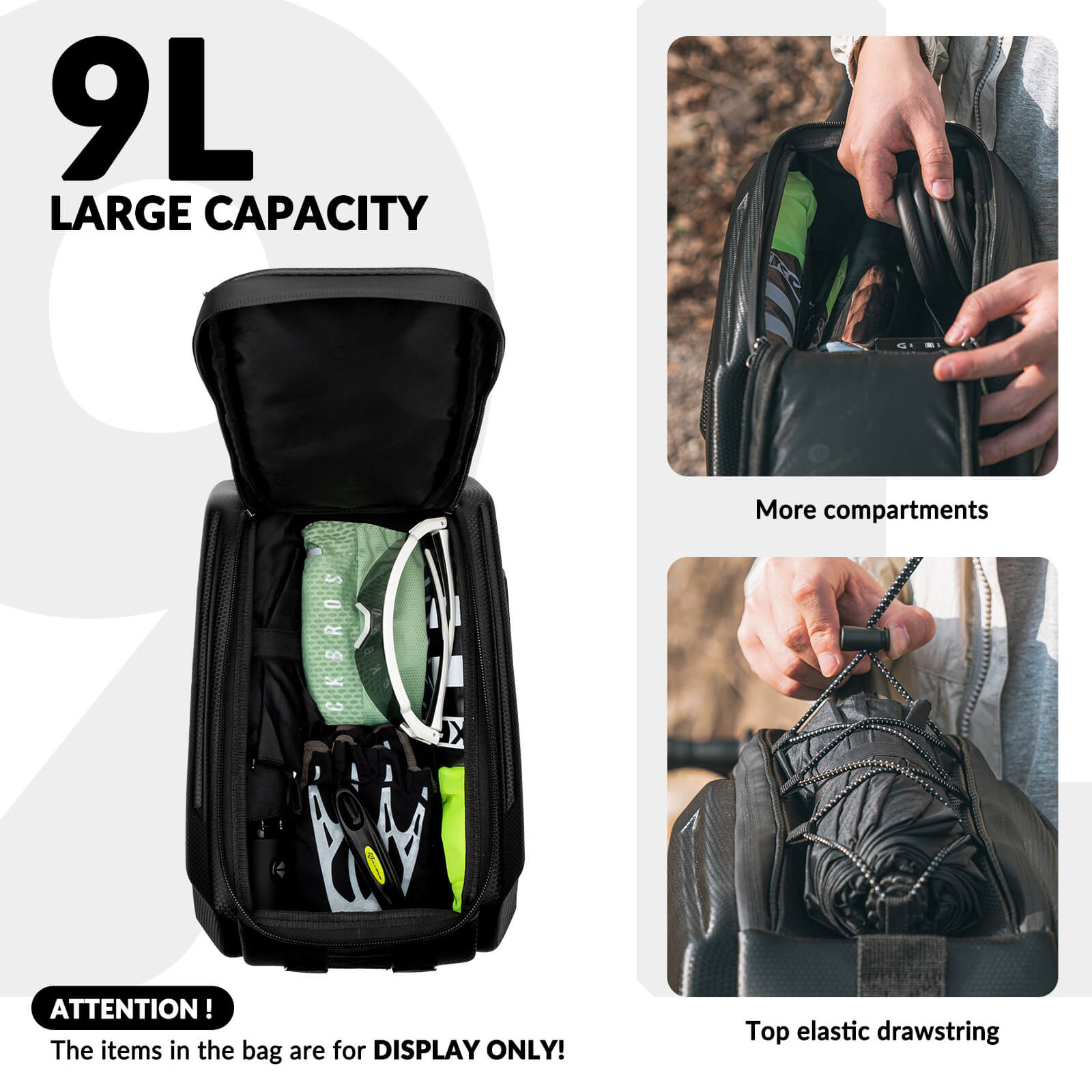 Rockbros 9L waterproof cycling rear rack bag for long distance riding