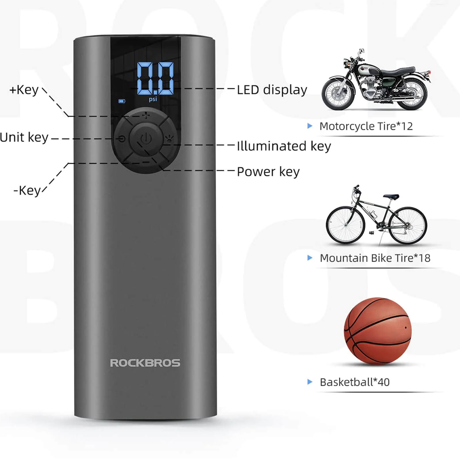 ROCKBROS A8 150PSI electric bike pump for road and mountain bikes