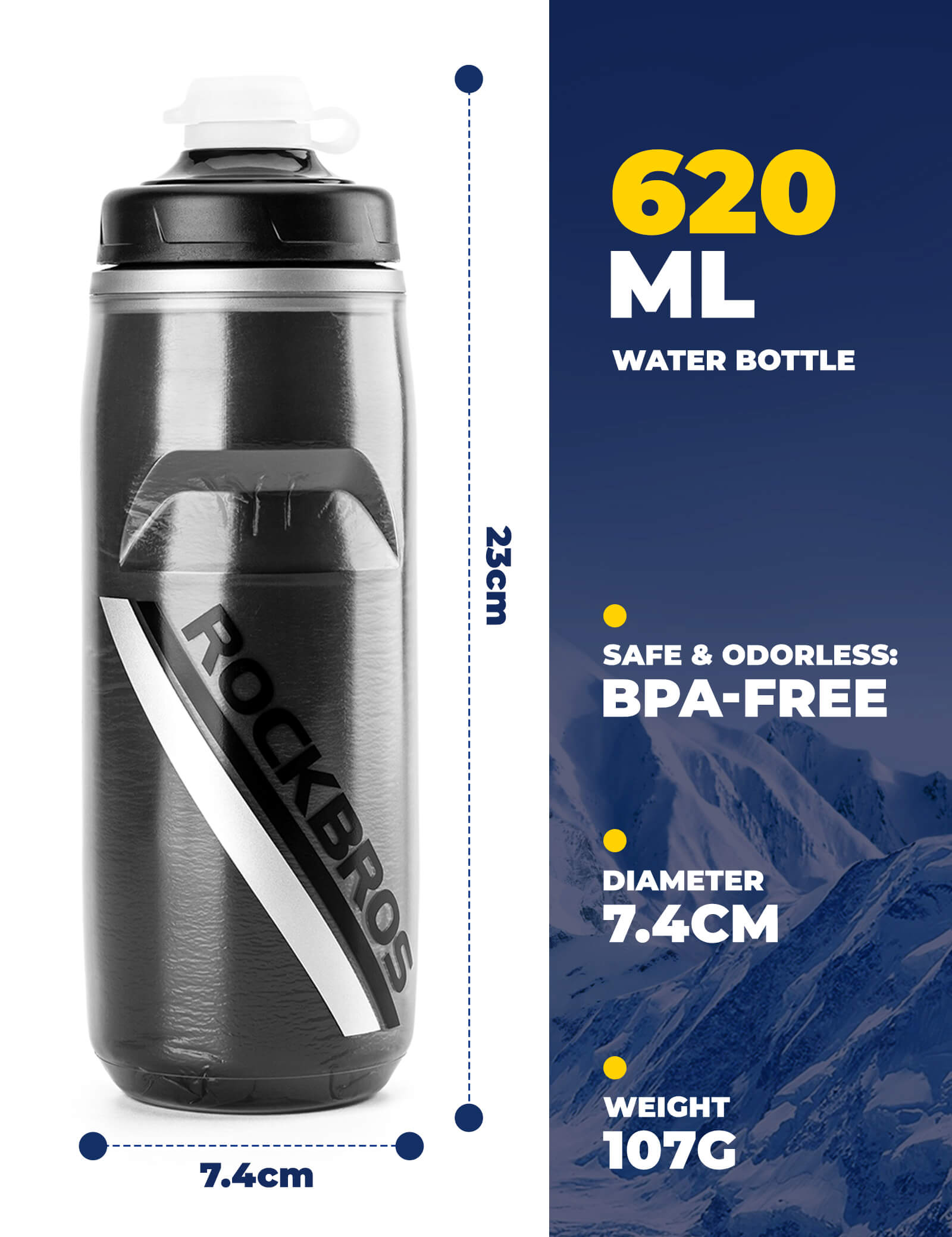 rockbros ActiveCool insulated water bottle for sports and outdoor activities.