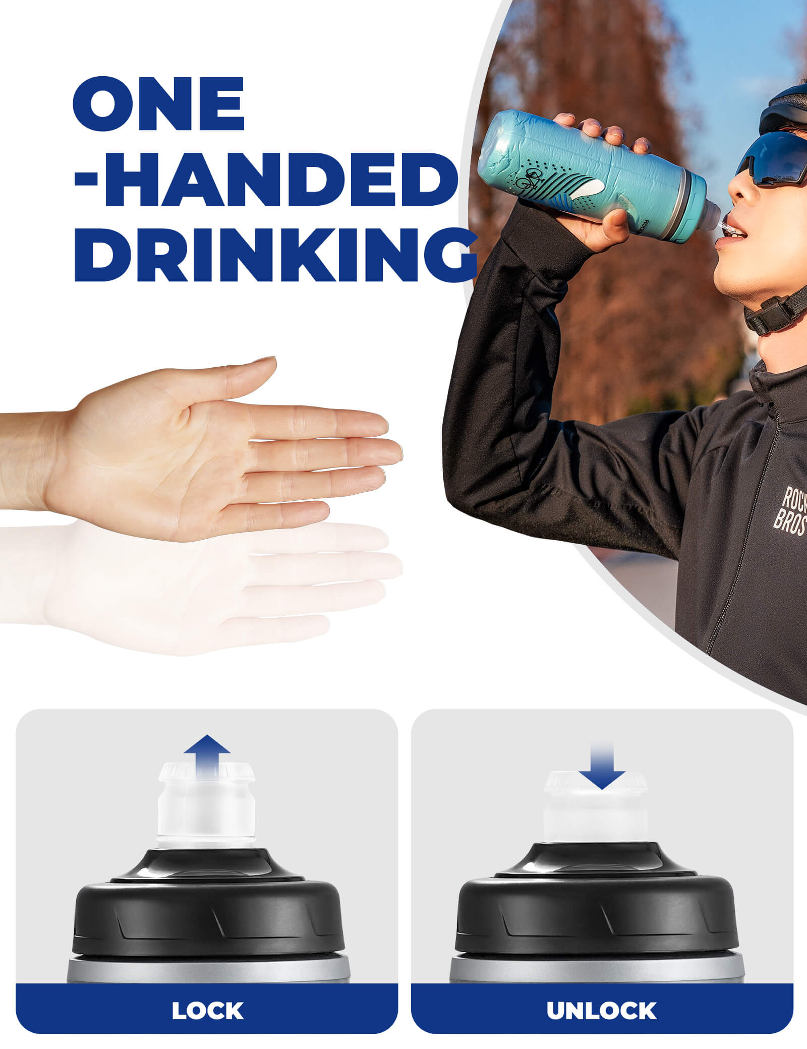 rockbros ActiveCool insulated water bottle for sports and outdoor activities.