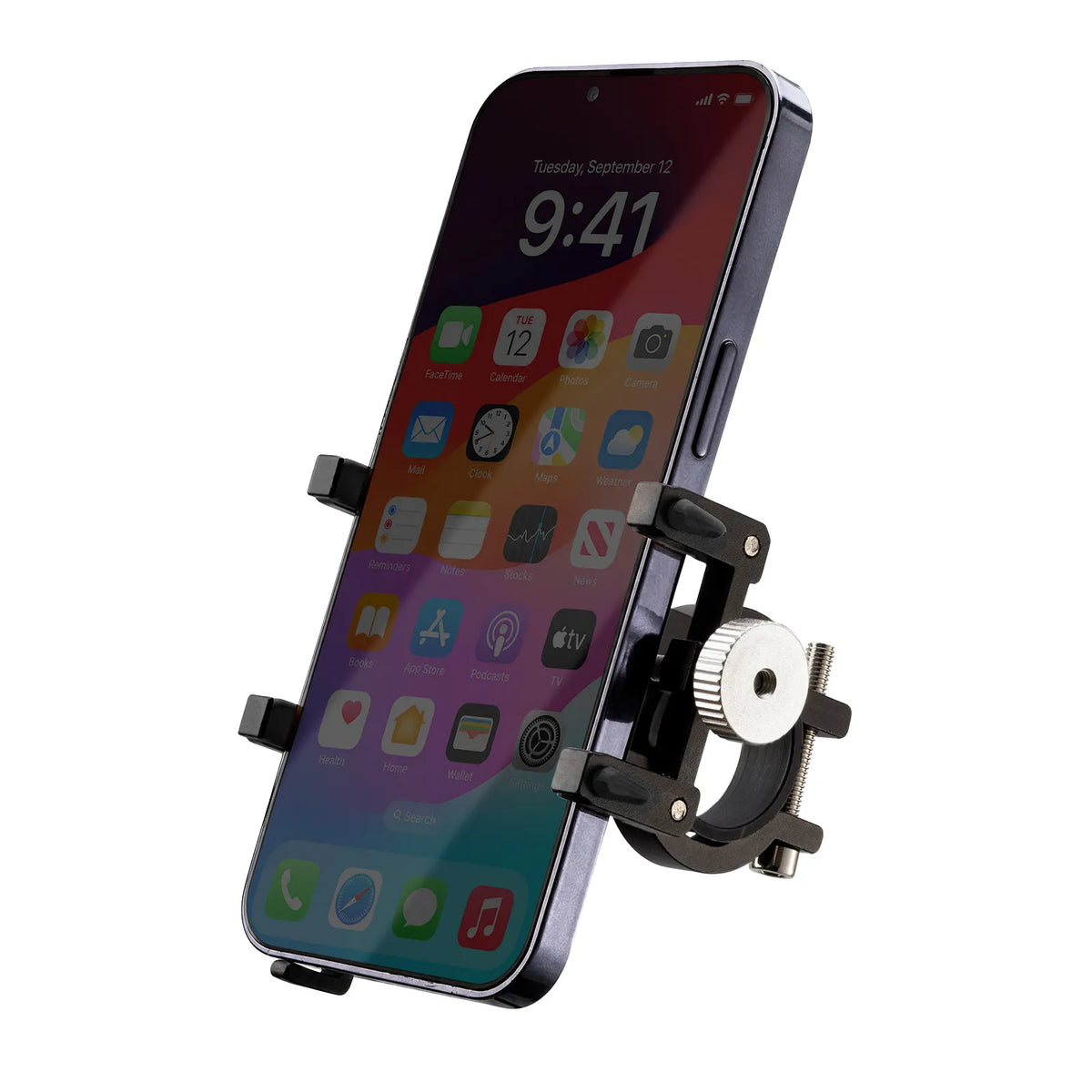ROCKBROS adjustable aluminum bike handlebar phone holder.
#colour_Black