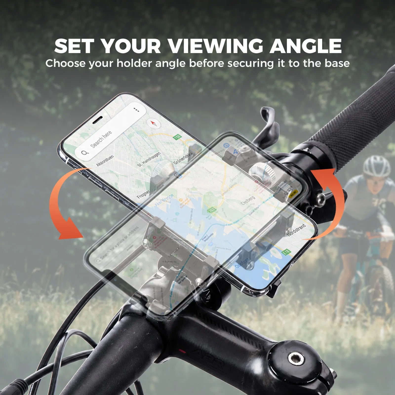 ROCKBROS adjustable aluminum bike handlebar phone holder.
#colour_Red