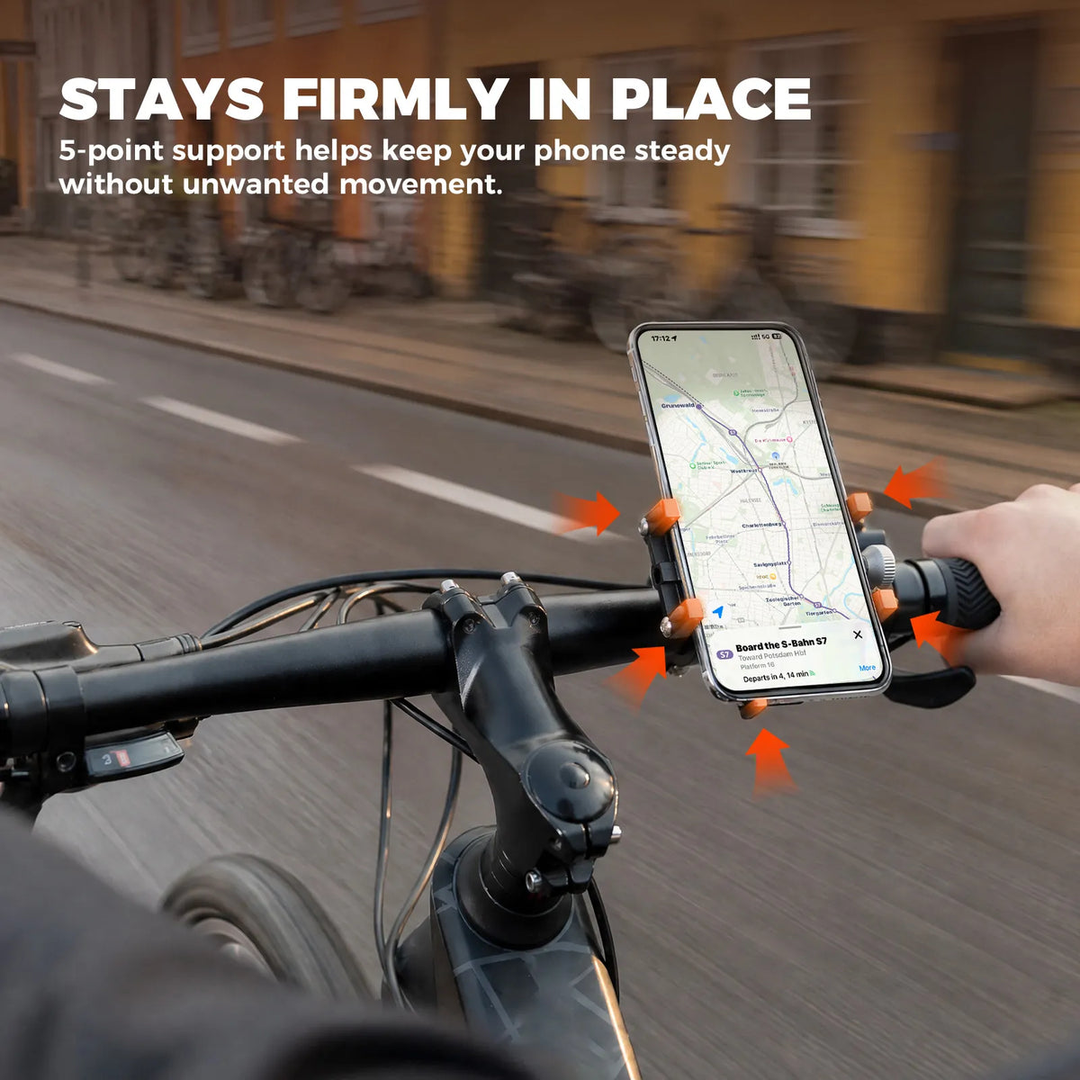 ROCKBROS adjustable aluminum bike handlebar phone holder.
#colour_Red