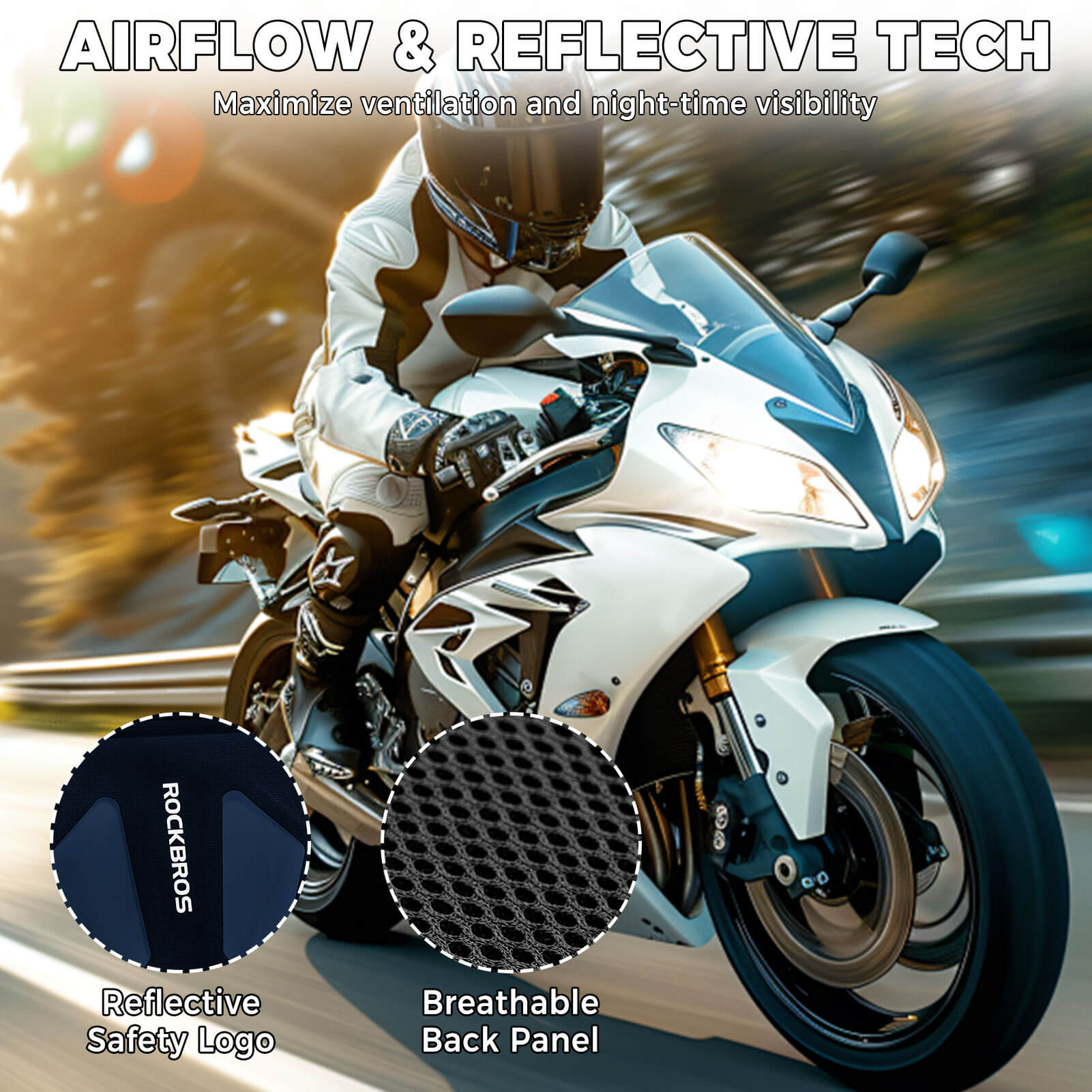 rockbros adjustable motorcycle leg bag for riders.