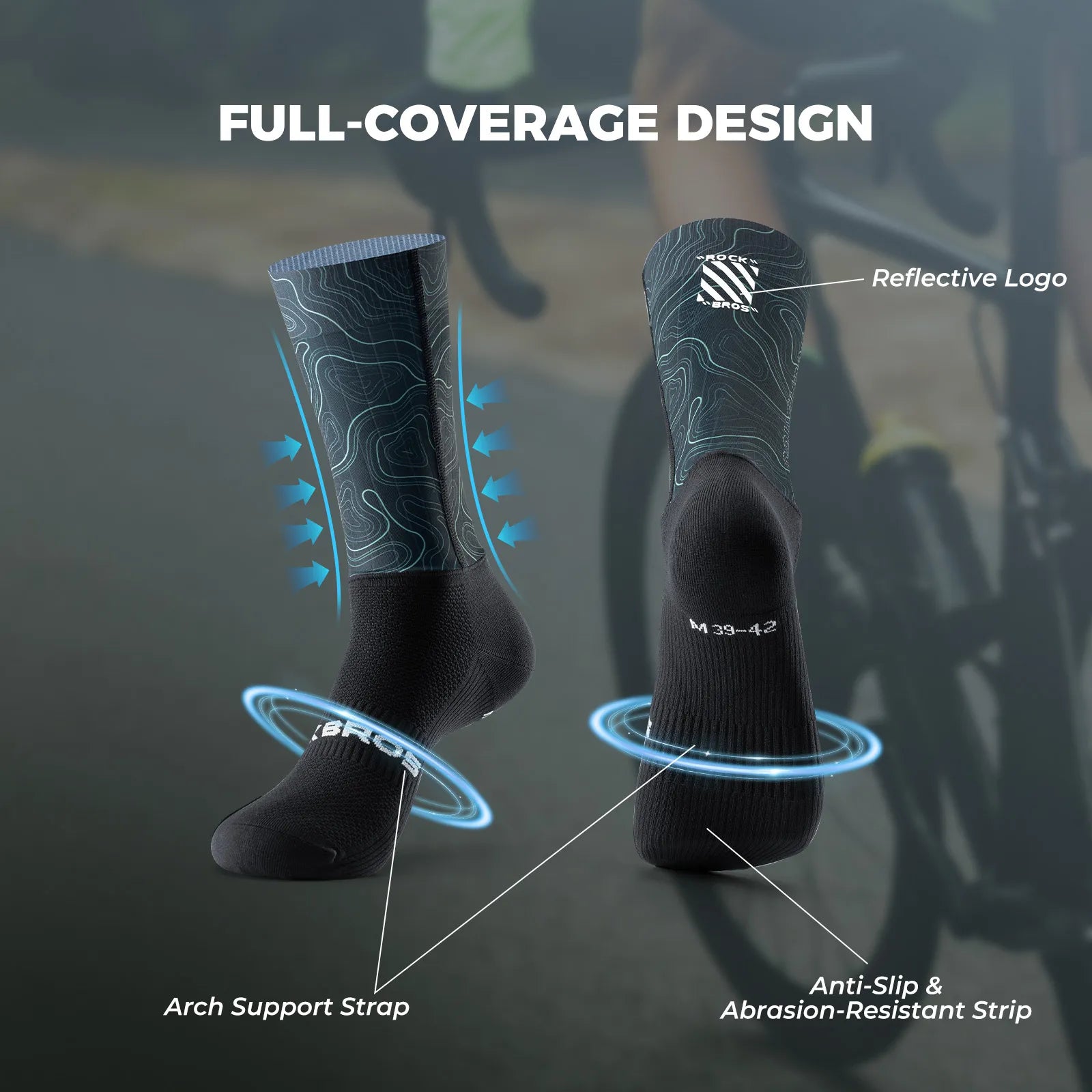 ROCKBROS Aero Compression Cycling Socks with Performance Fit and Aerodynamic Ribbed Texture.
#color_blue