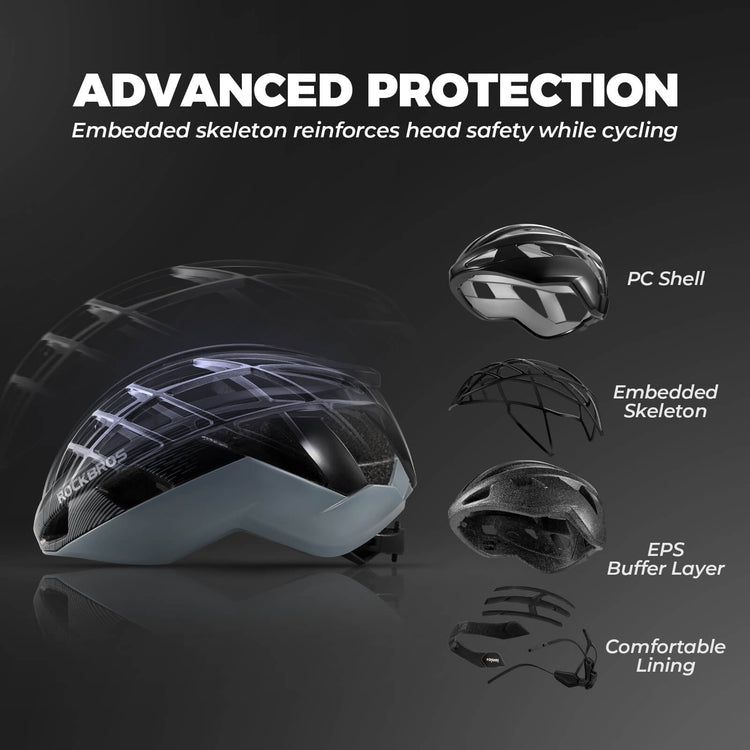 rockbros aero road bike helmet with magnetic clip for cycling