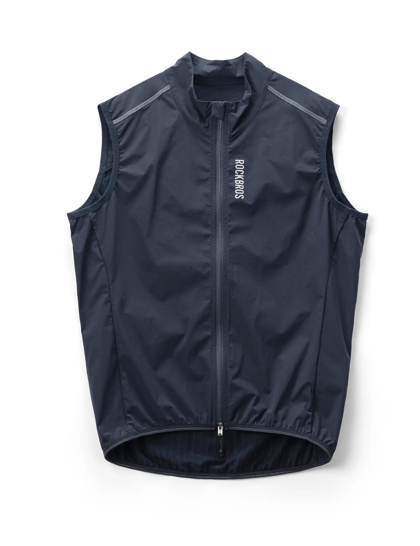 Rockbros AeroLite windproof cycling vest in black, unisex breathable sleeveless bike gilet front view.
#color_blue