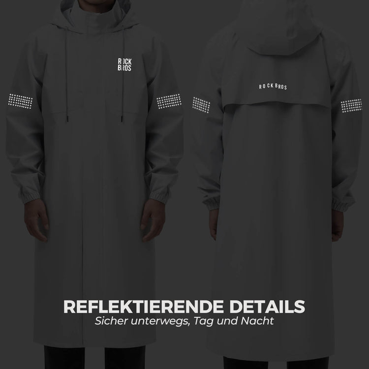 rockbros long cycling jacket for rain and wind protection