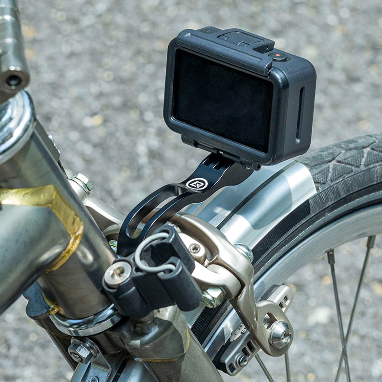rockbros aluminium front fork light mount for brompton and folding bikes.