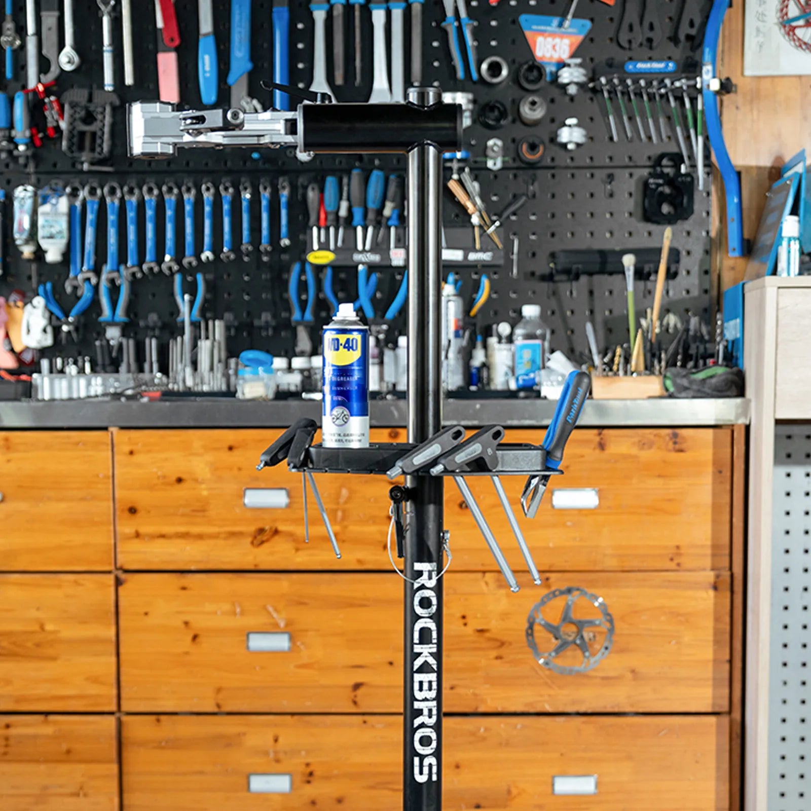 ROCKBROS 360° Rotatable Bike Repair Stand with Tool Tray Options Fixed Base Plate
#options_Dual Clamp (Without Base)