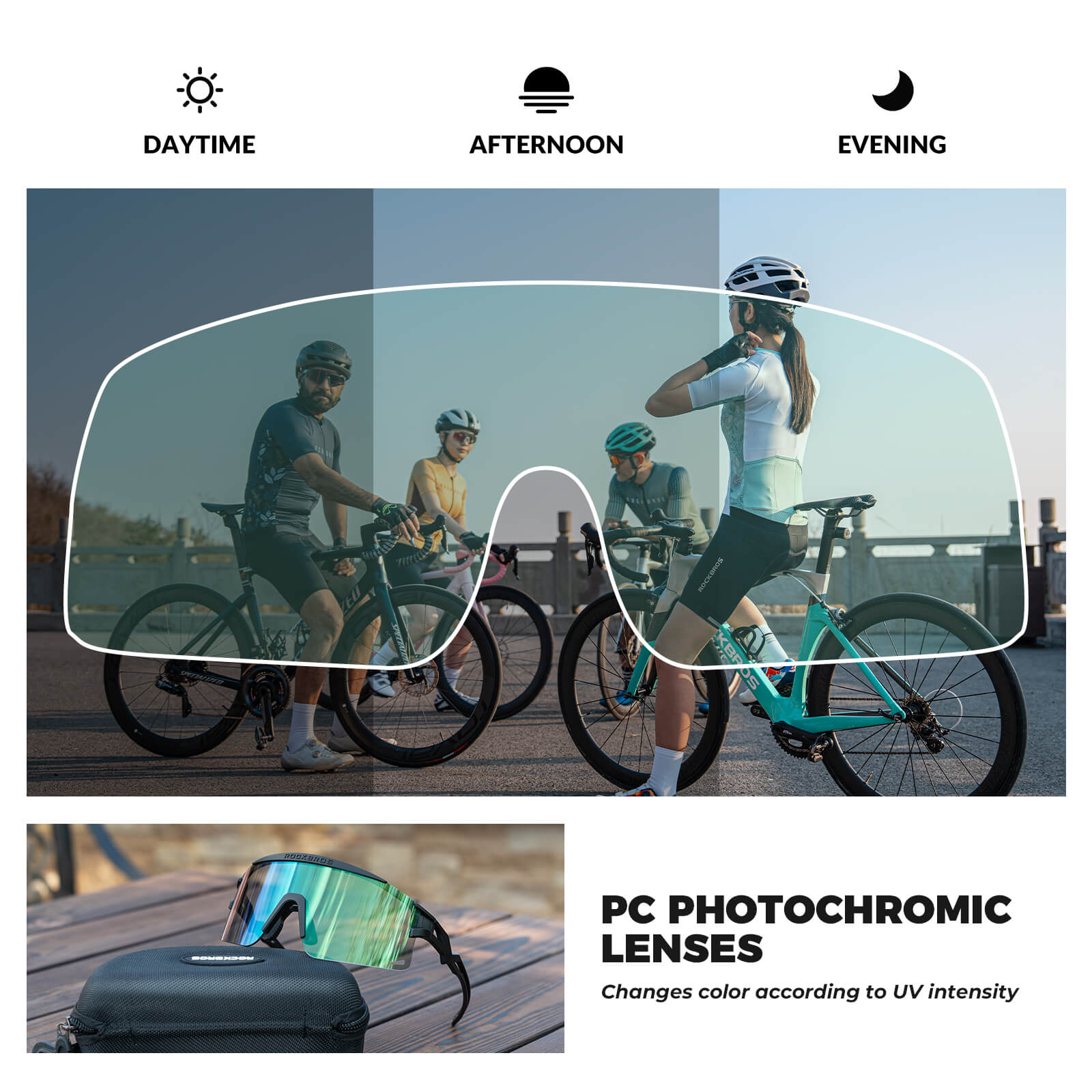 rockbros photochromic cycling glasses unisex outdoor sports
#color_black