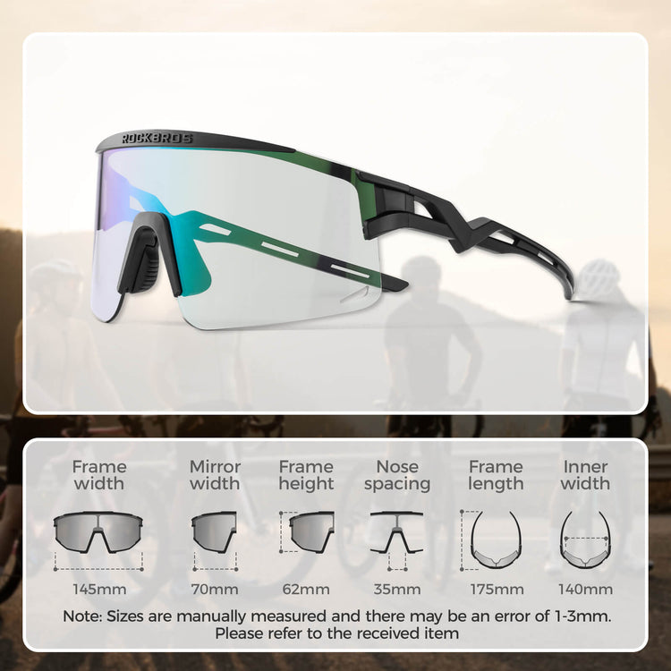 rockbros photochromic cycling glasses unisex outdoor sports
#color_black