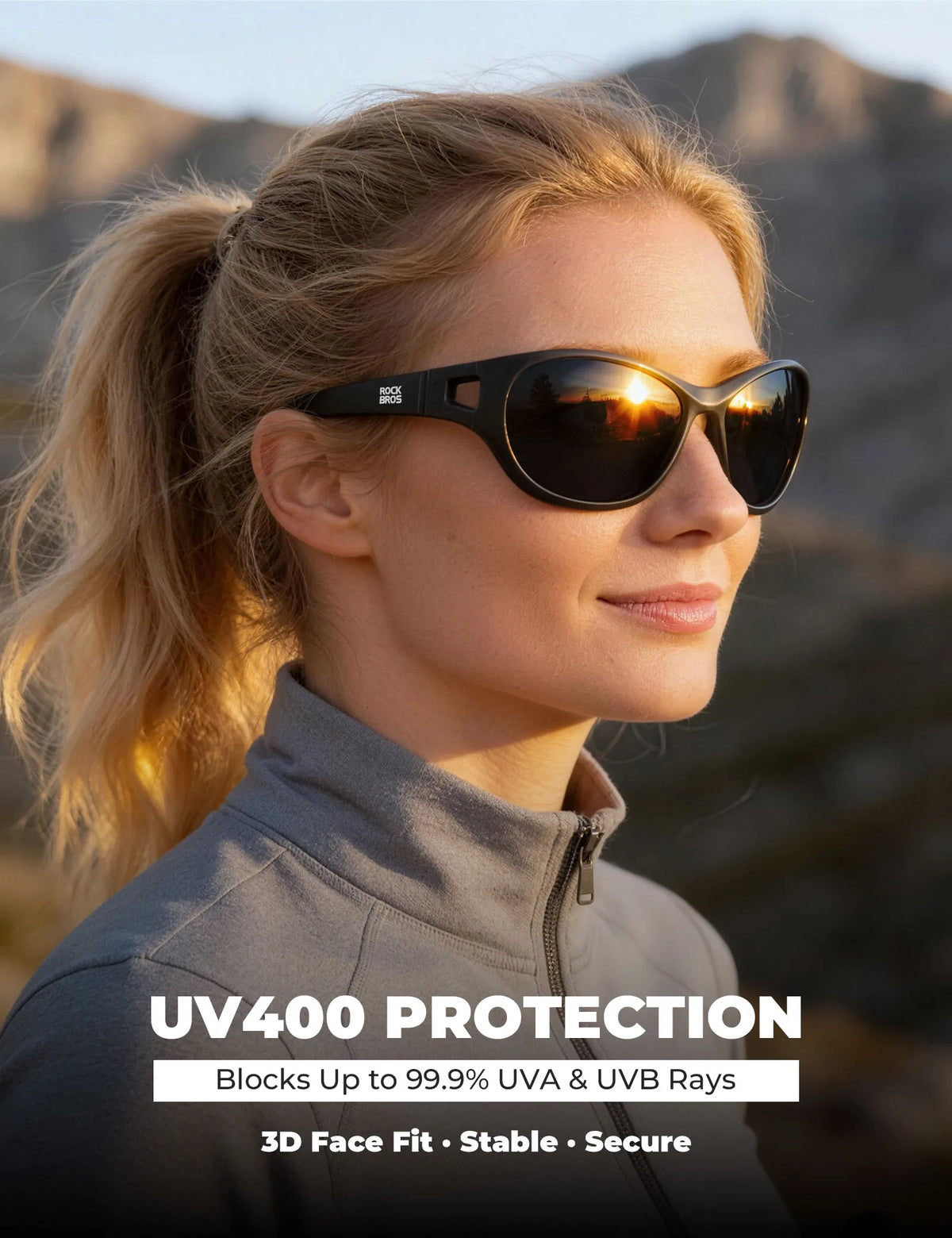 Rockbros Apex Series black polarised sunglasses with REVO mirror lenses.
#colour_black