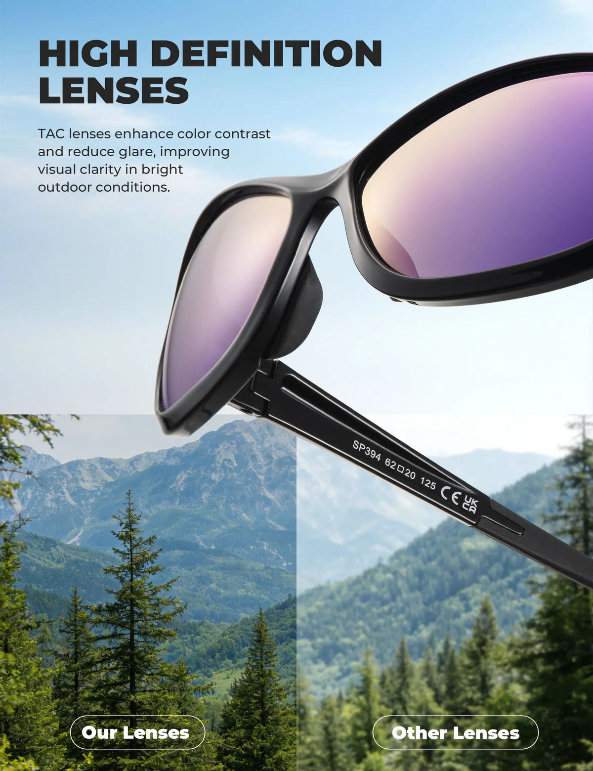 Rockbros Apex Series black polarised sunglasses with REVO mirror lenses.
#colour_white