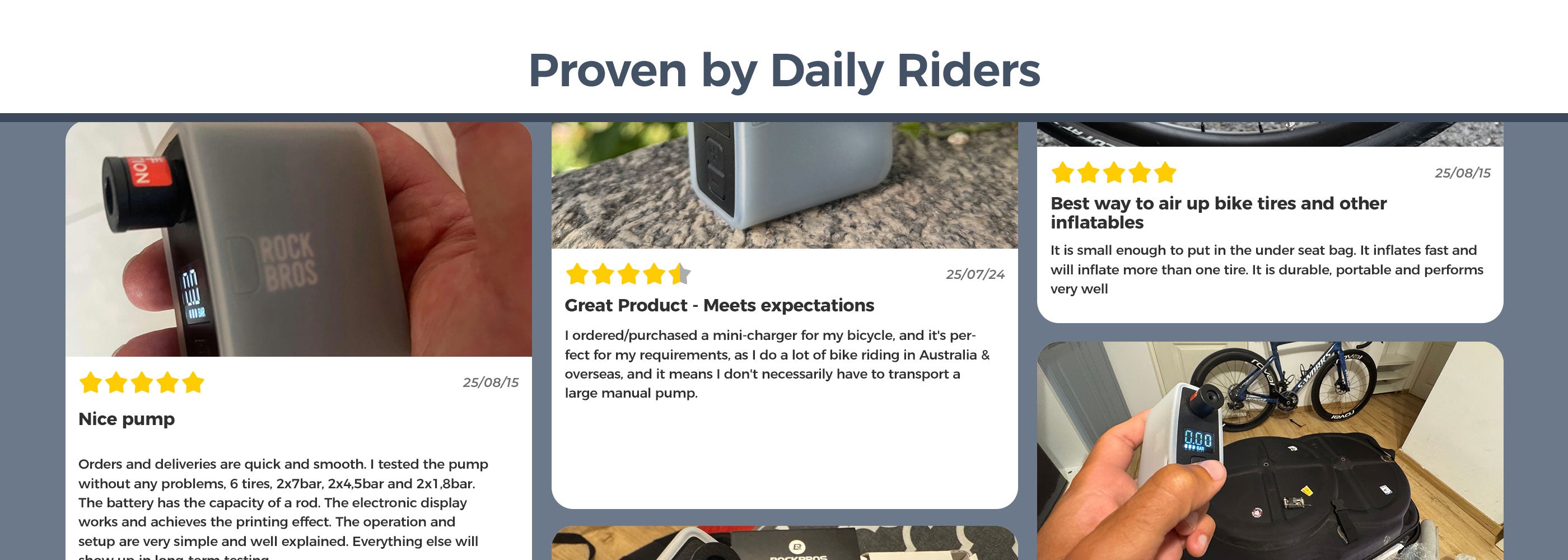 happy cyclist feedback after using rockbros as1 pro portable pump