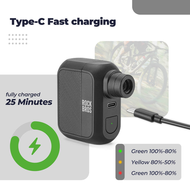 ROCKBROS Portable Electric Bike Tire Pump 100PSI Compact Air Pump for Cycling