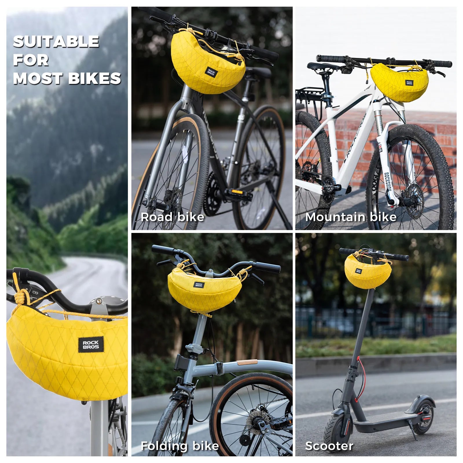 ROCKBROS Banana 2-in-1 handlebar bag front view urban bike accessory