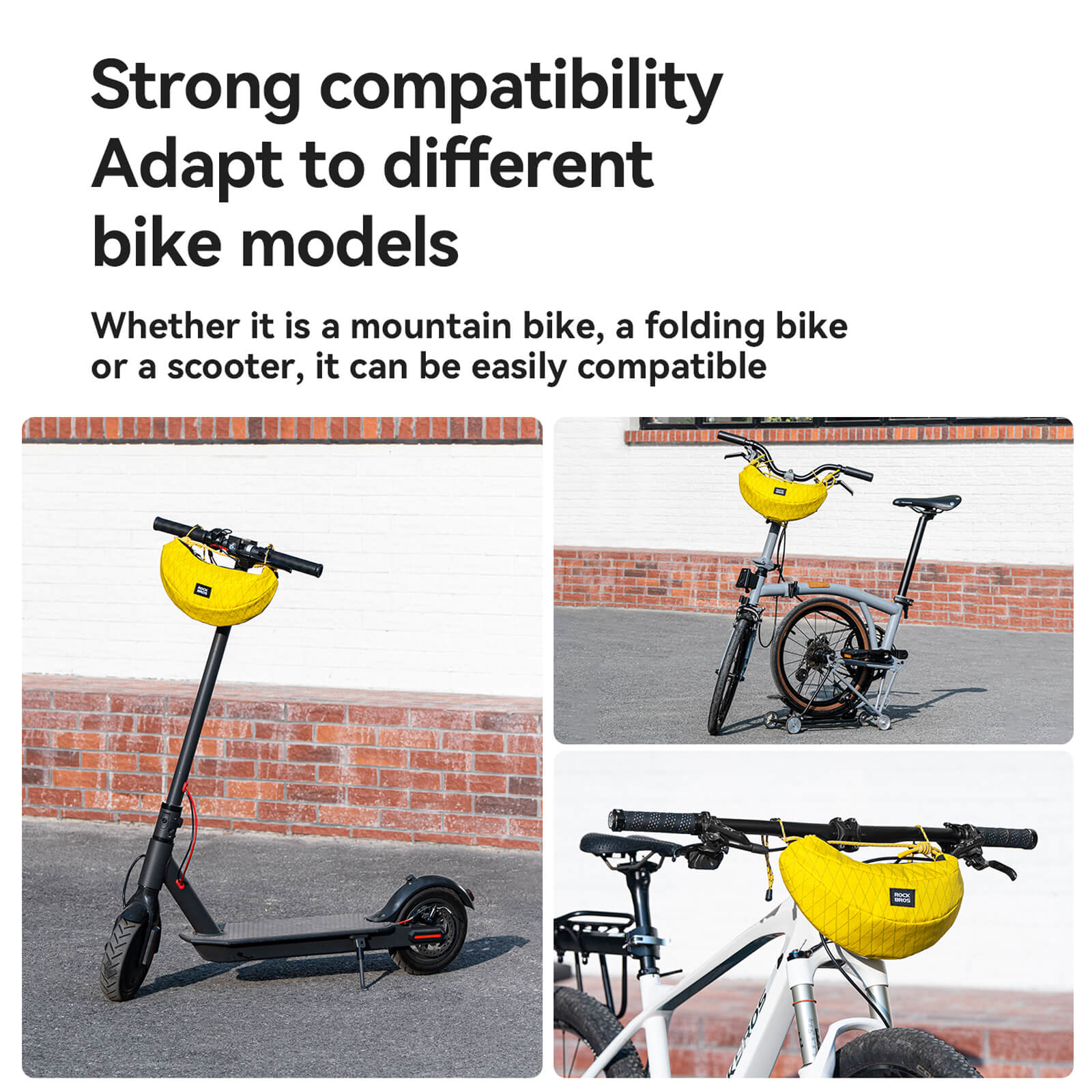 ROCKBROS 1.8L Banana Bike Handlebar Bag and Everyday Sling in Yellow.