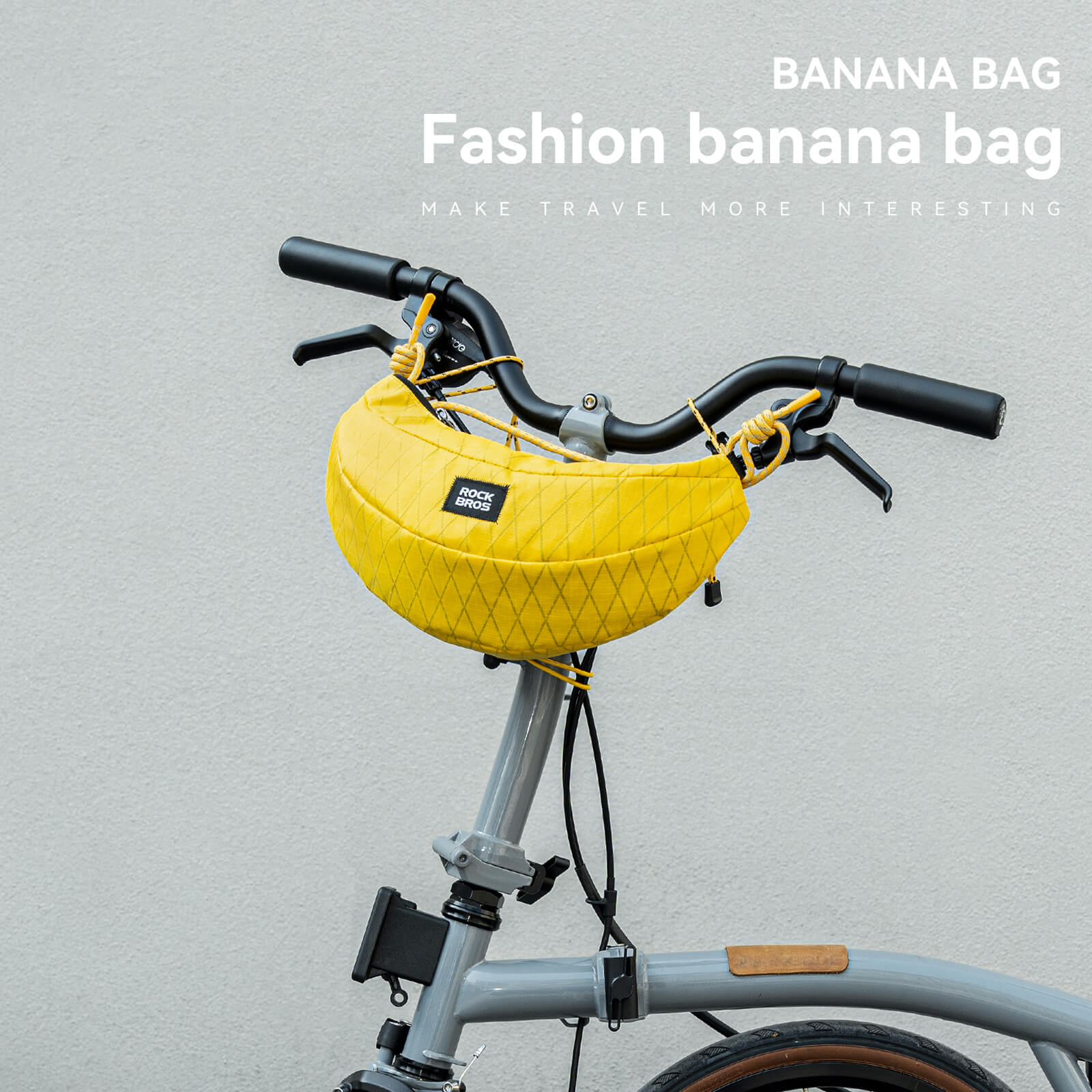 ROCKBROS 1.8L Banana Bike Handlebar Bag and Everyday Sling in Yellow.