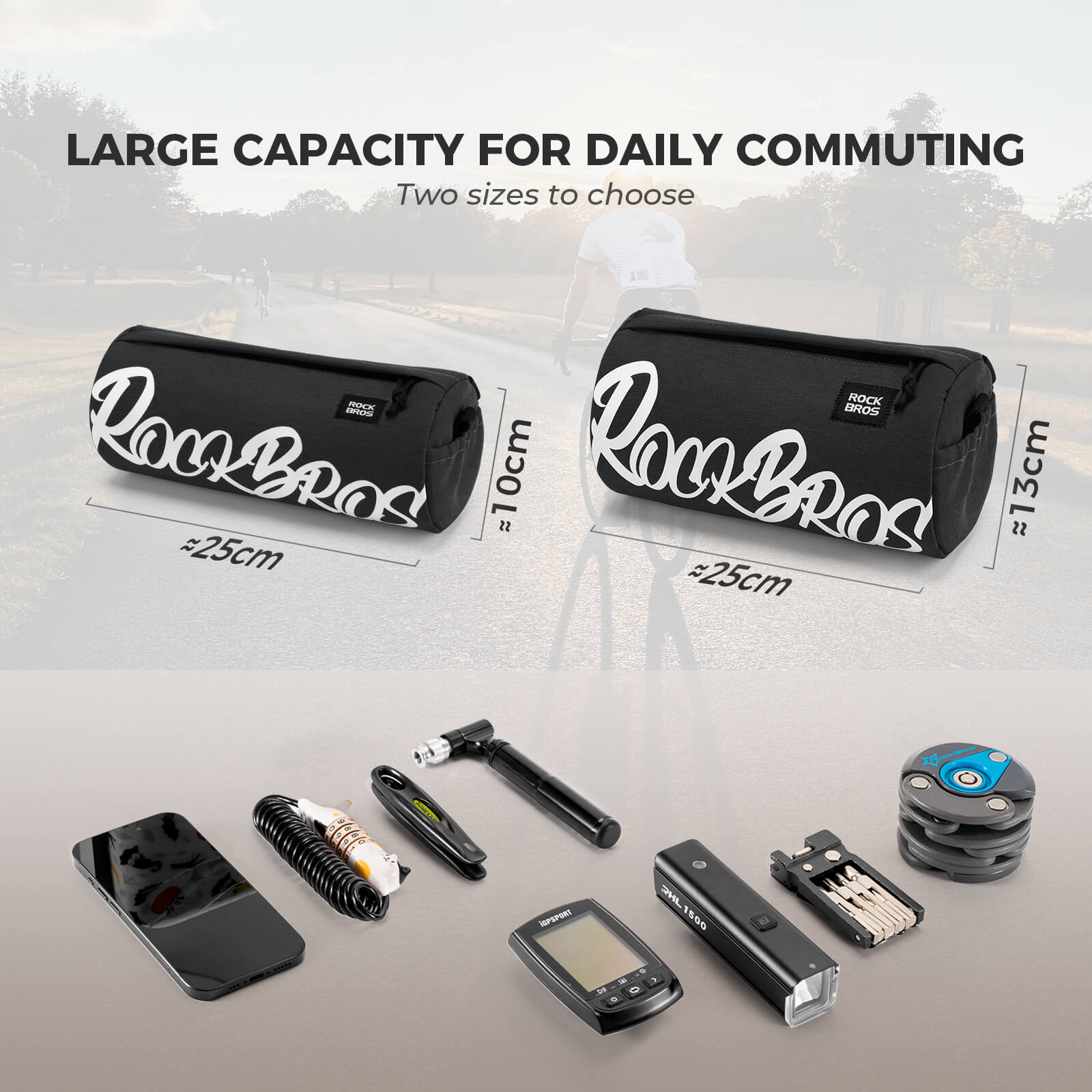 rockbros flash painting handlebar roll bag for cycling
#color_red
