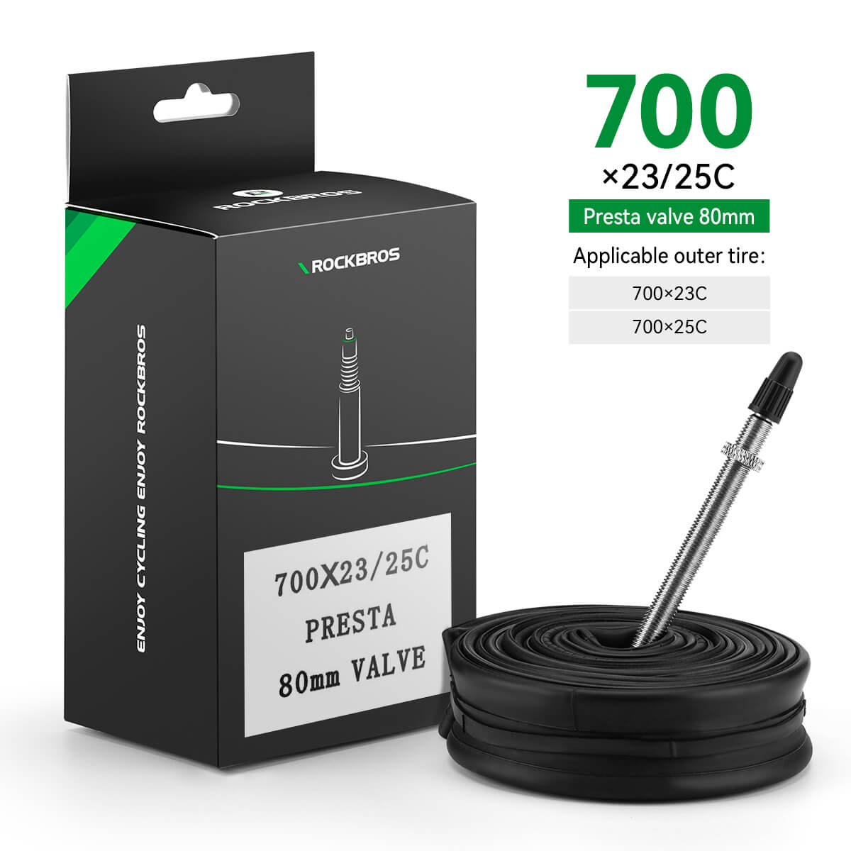 rockbros mtb and road bike inner tube for reliable cycling
#option_700×23/25C Presta 80mm