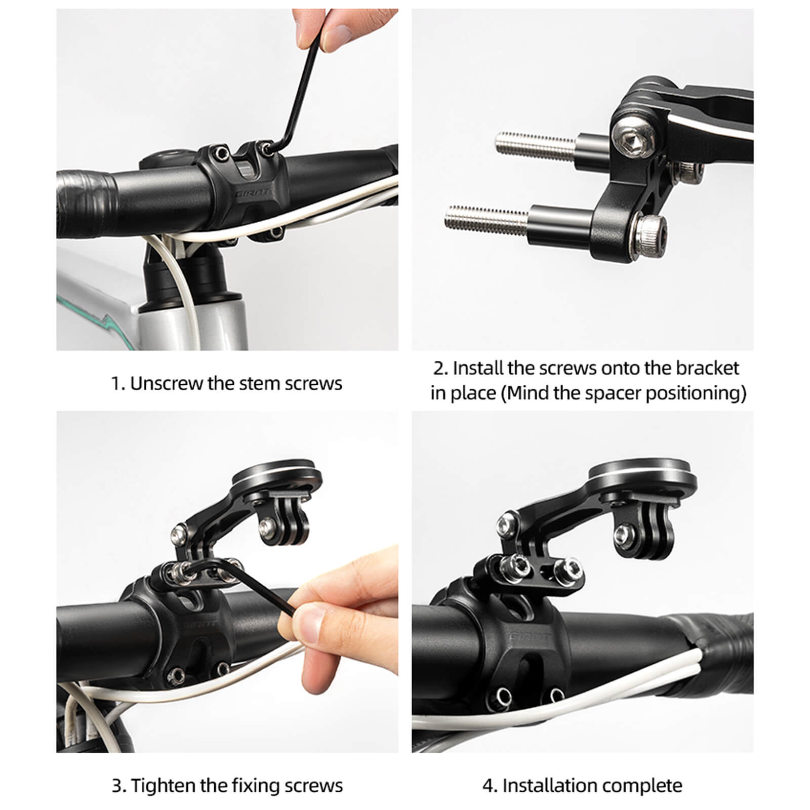 rockbros integrated bike mount for lights and action camera recording.