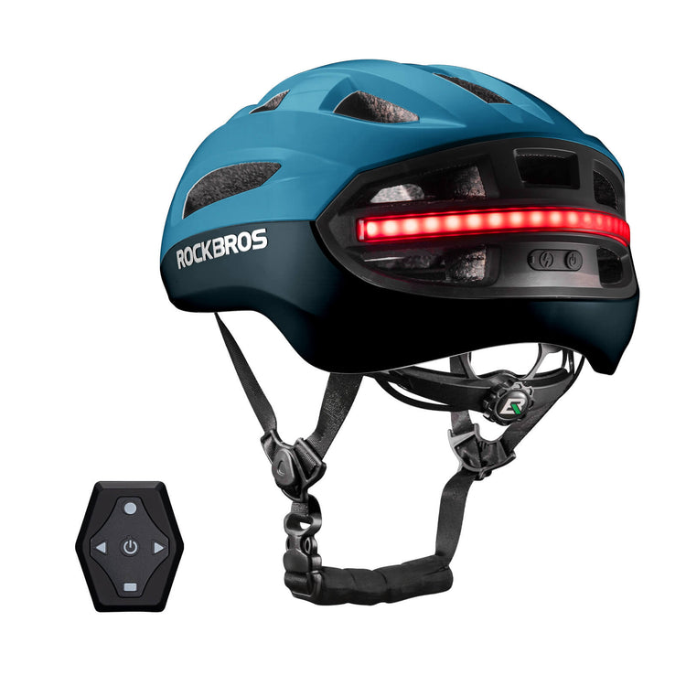 rockbros dual-light smart cycling helmet with remote control for safe night rides
#color_blue