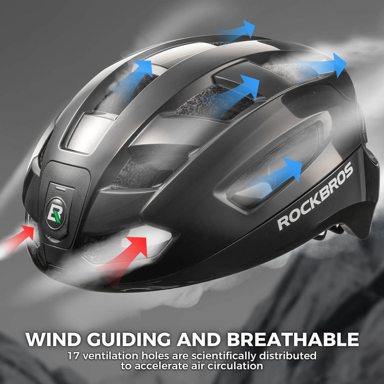 rockbros dual-light smart cycling helmet with remote control for safe night rides
#color_white