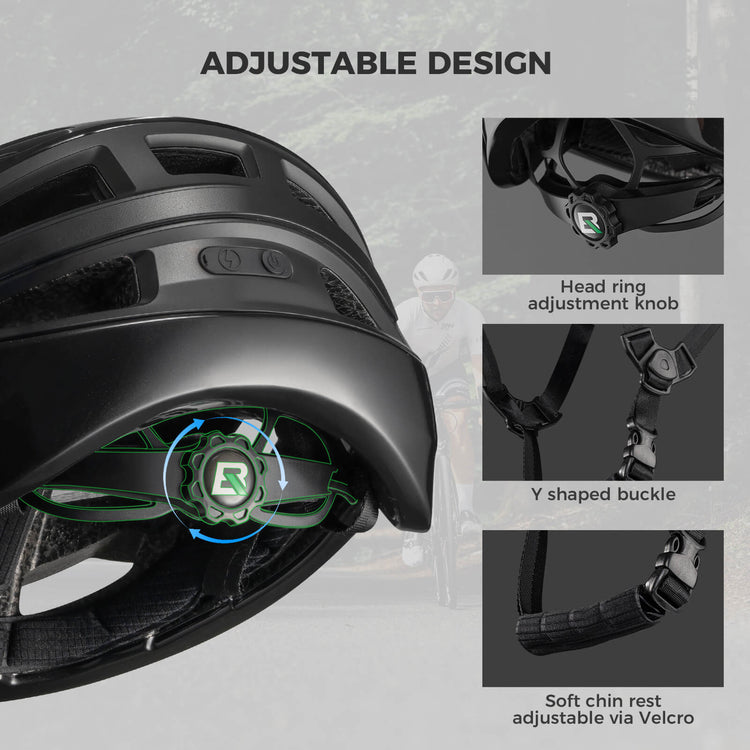 rockbros dual-light smart cycling helmet with remote control for safe night rides
#color_white